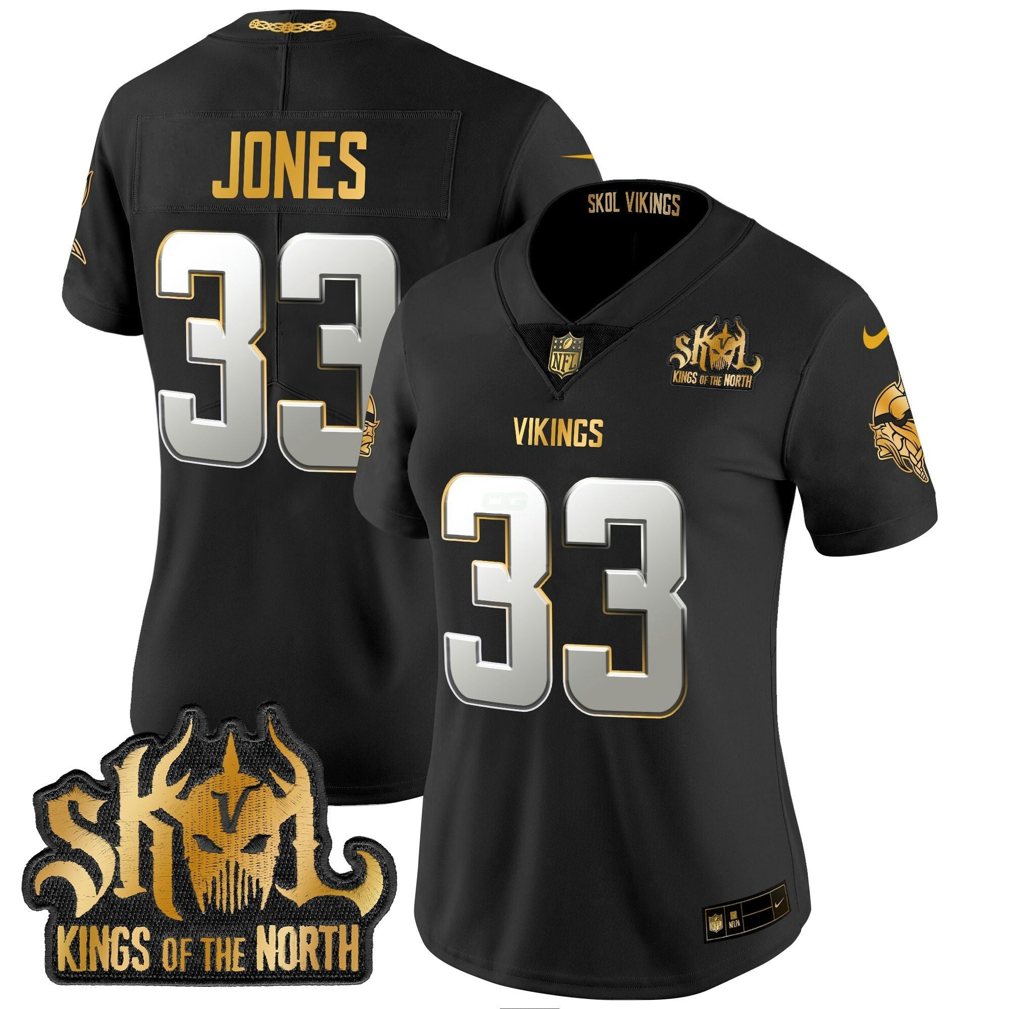 Camisa NFL Women’s Minnesota 2024 Winter Warrior Skol Patch Dourada Vapor Limited Jersey