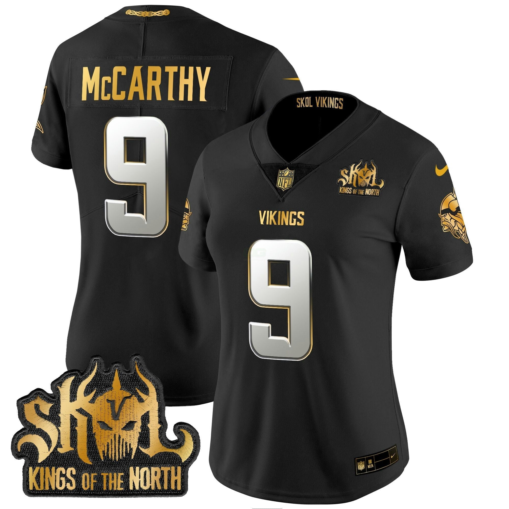 Camisa NFL Women’s Minnesota 2024 Winter Warrior Skol Patch Dourada Vapor Limited Jersey
