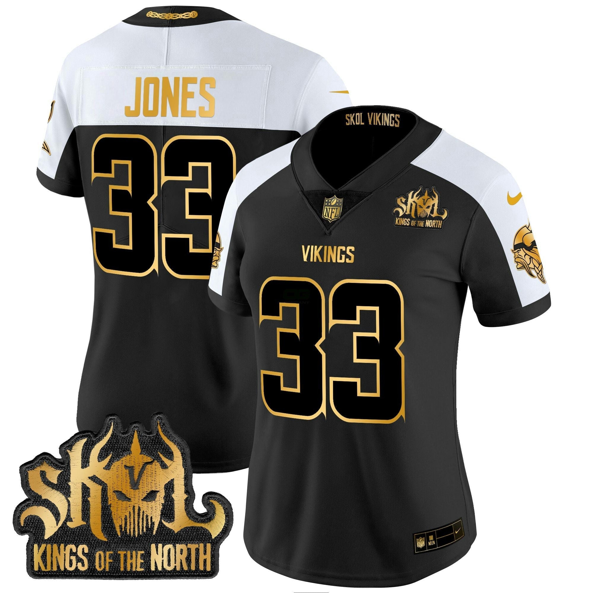 Camisa NFL Women’s Minnesota 2024 Winter Warrior Skol Patch Dourada Vapor Limited Jersey