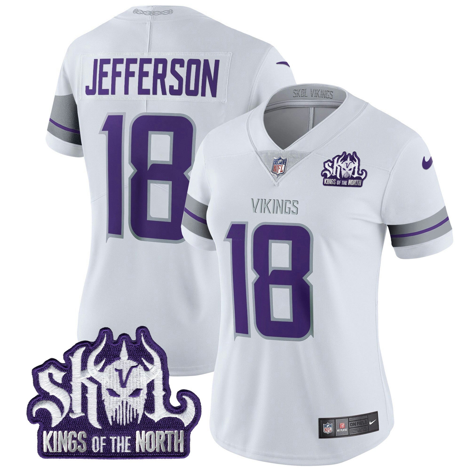 Camisa NFL Women’s Minnesota 2024 Winter Warrior Skol Patch Vapor Limited Jersey
