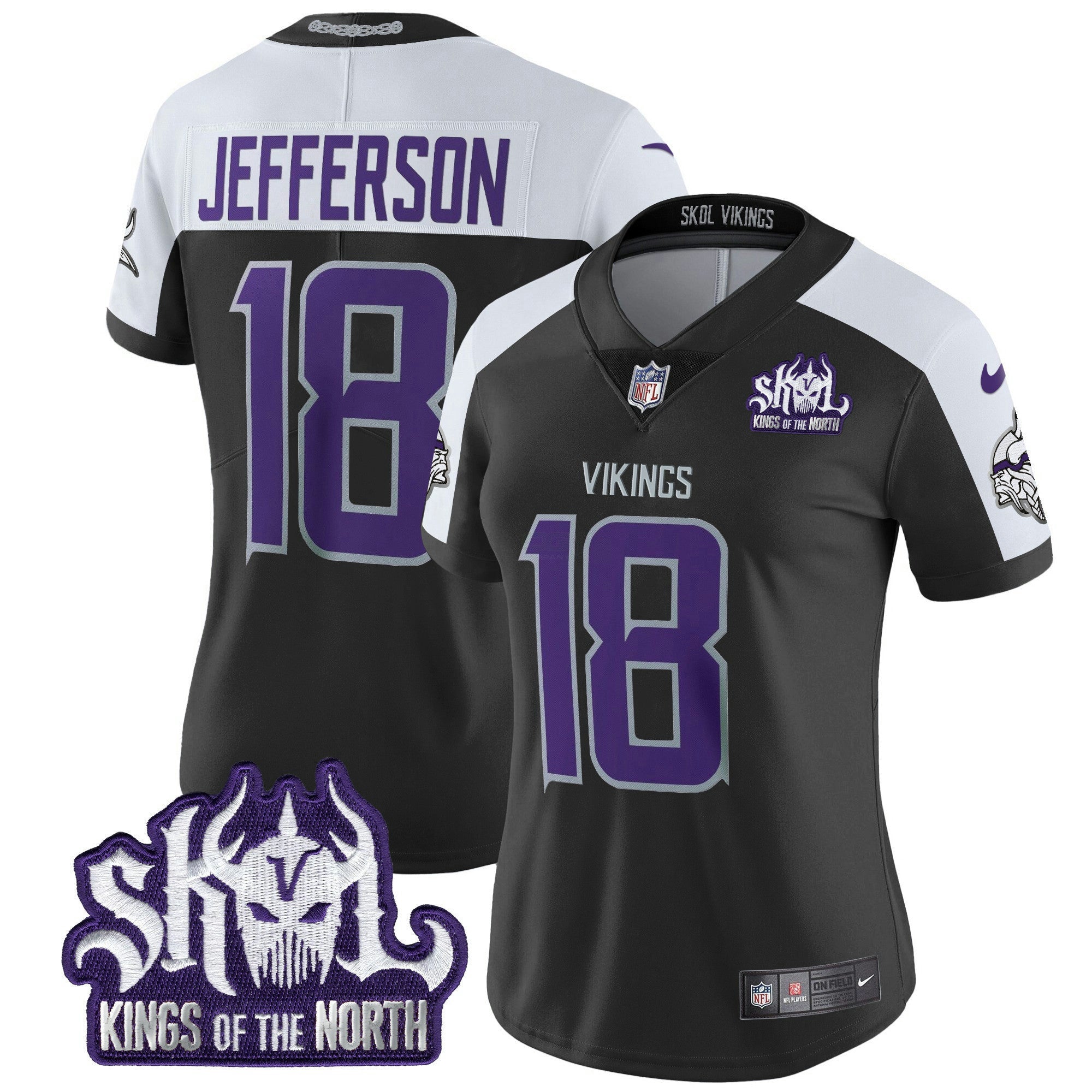 Camisa NFL Women’s Minnesota 2024 Winter Warrior Skol Patch Vapor Limited Jersey