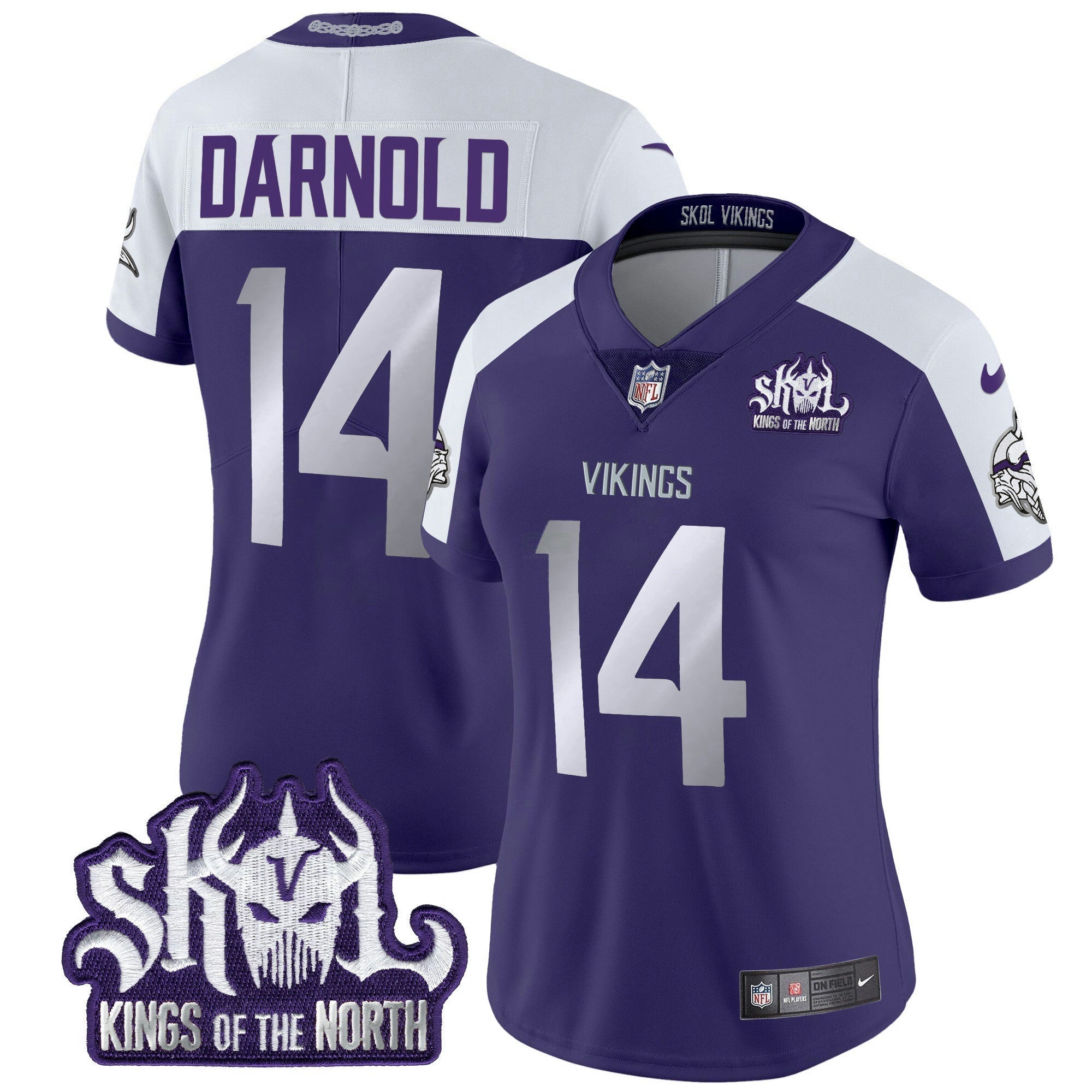 Camisa NFL Women’s Minnesota 2024 Winter Warrior Skol Patch Vapor Limited Jersey
