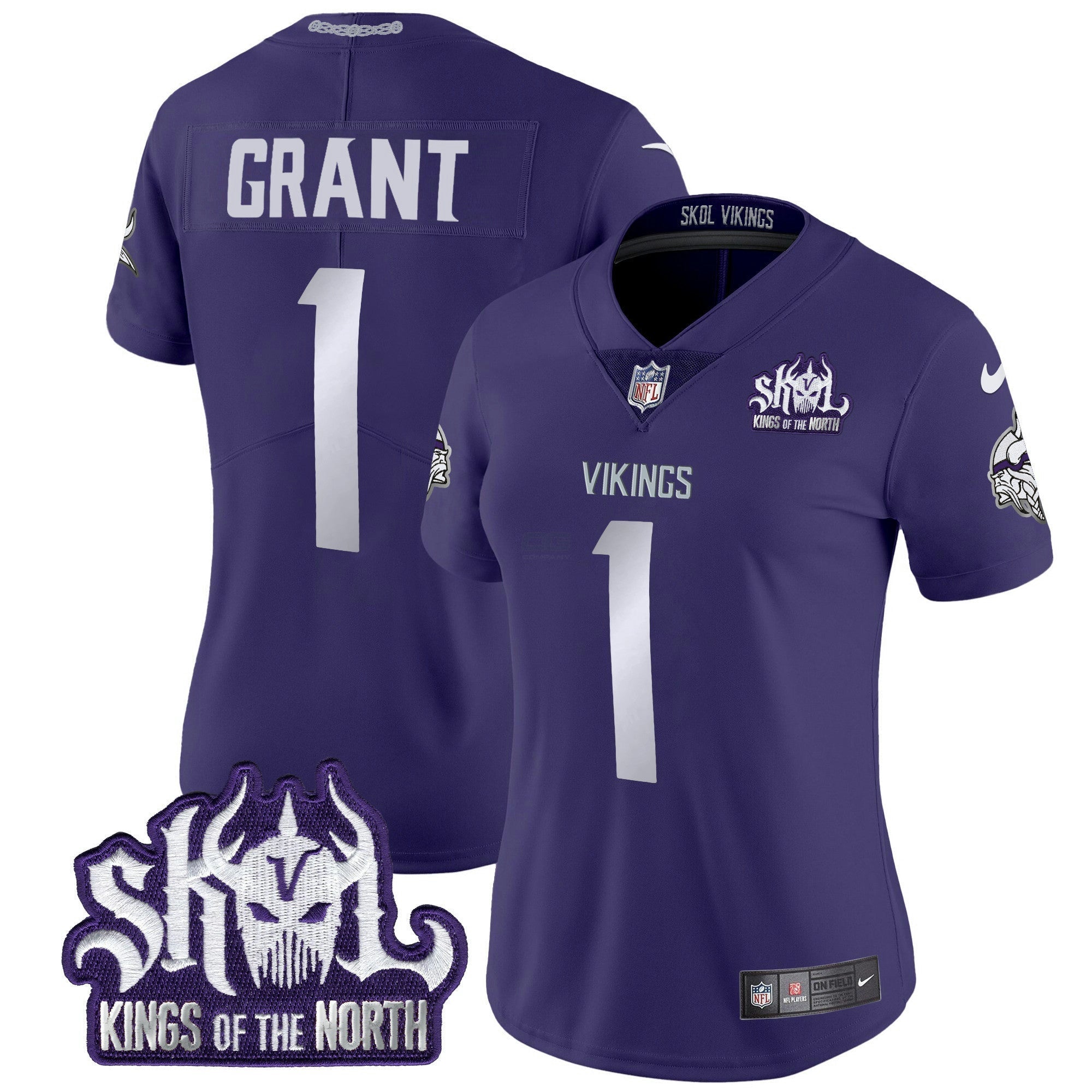 Camisa NFL Women’s Minnesota 2024 Winter Warrior Skol Patch Vapor Limited Jersey