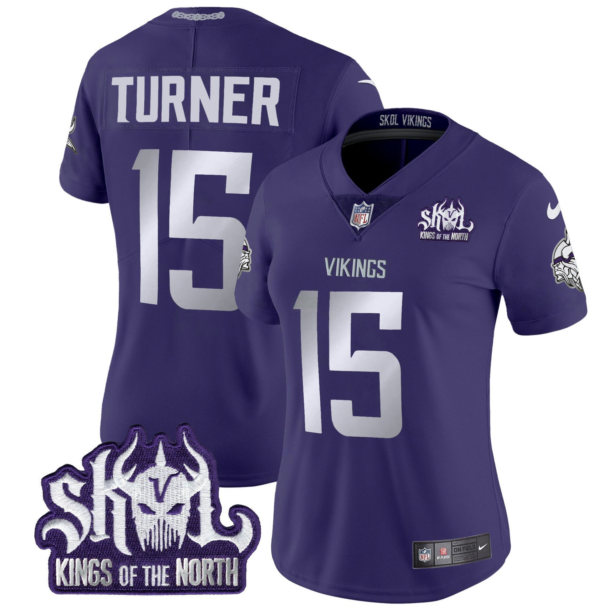 Camisa NFL Women’s Minnesota 2024 Winter Warrior Skol Patch Vapor Limited Jersey