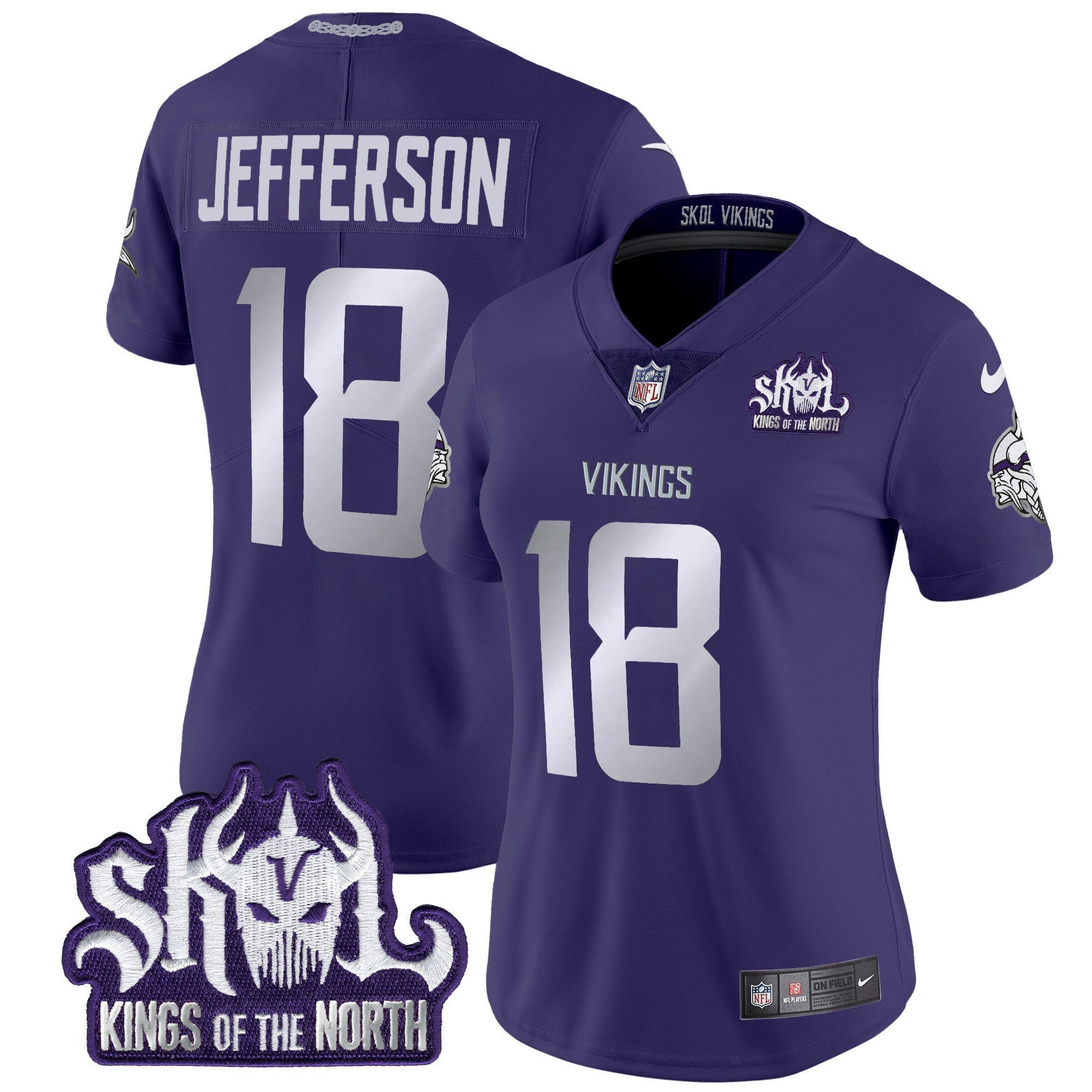 Camisa NFL Women’s Minnesota 2024 Winter Warrior Skol Patch Vapor Limited Jersey