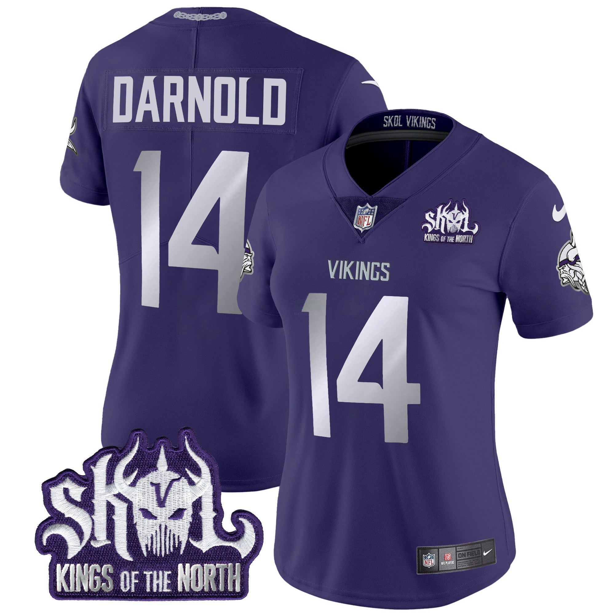 Camisa NFL Women’s Minnesota 2024 Winter Warrior Skol Patch Vapor Limited Jersey