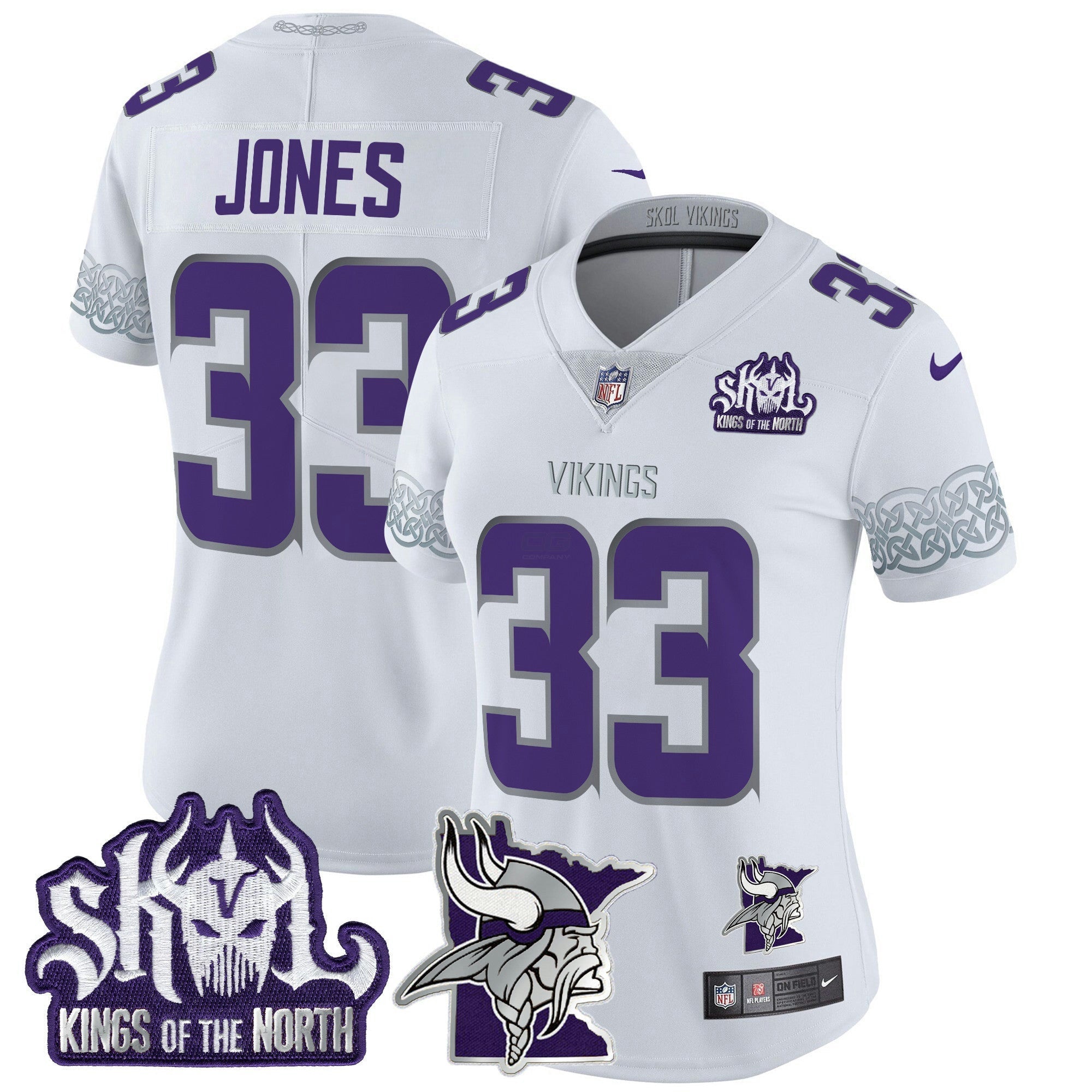 Camisa NFL Women’s Minnesota 2024 Winter Warrior Skol Patch Vapor Limited Jersey V2