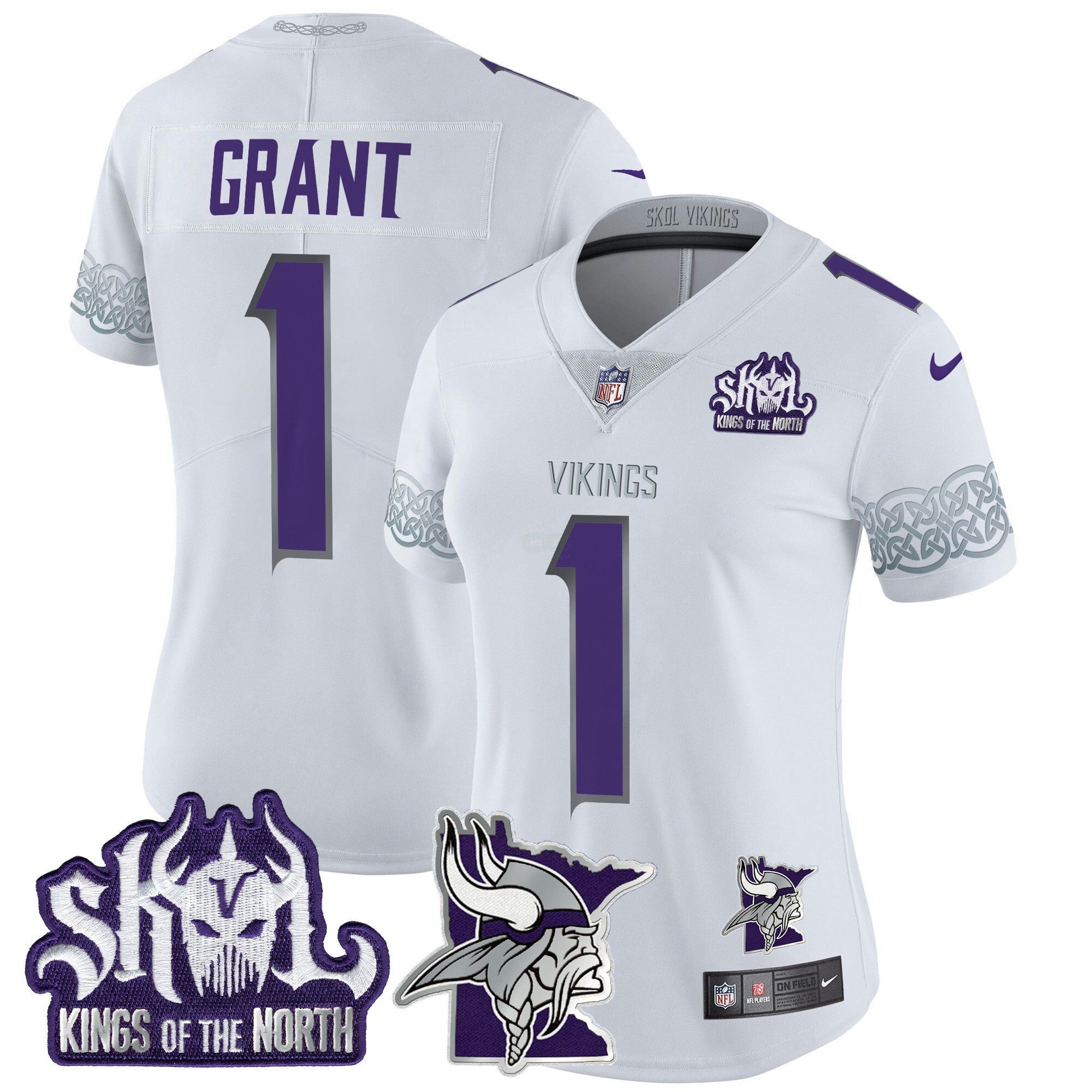 Camisa NFL Women’s Minnesota 2024 Winter Warrior Skol Patch Vapor Limited Jersey V2