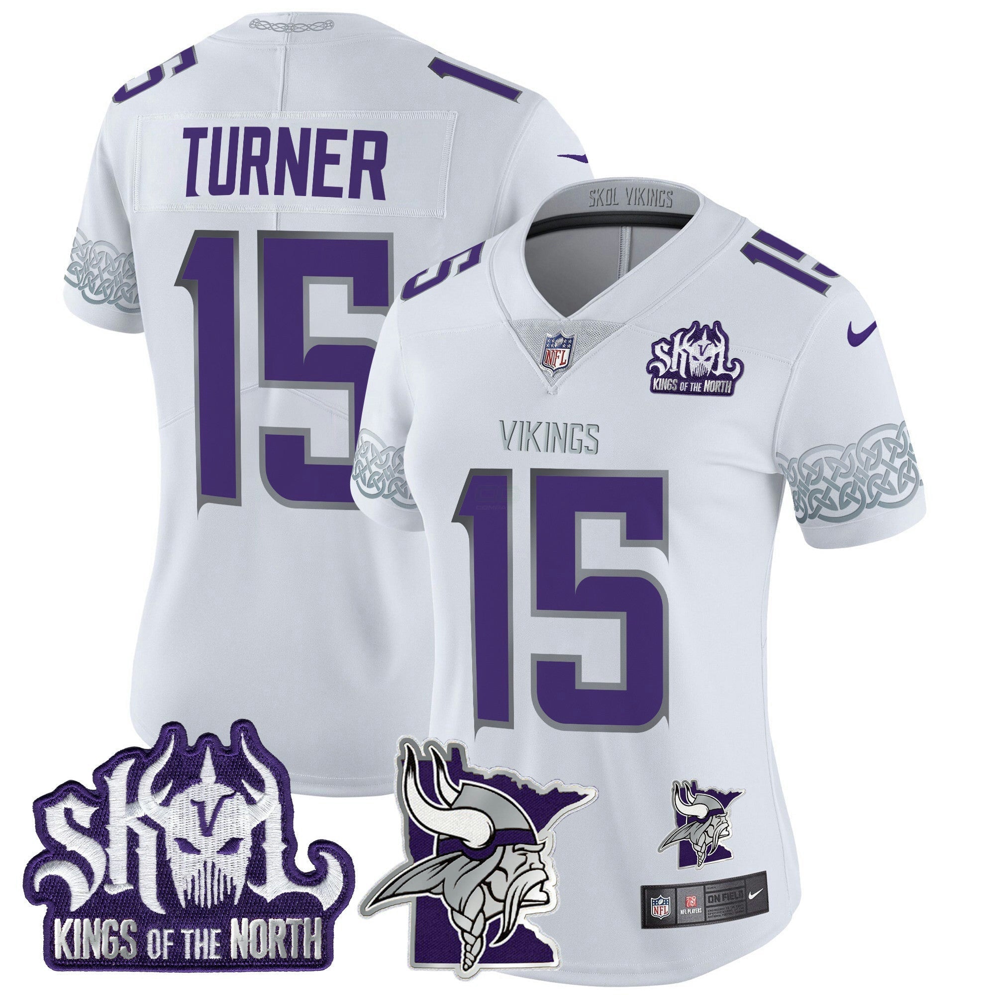 Camisa NFL Women’s Minnesota 2024 Winter Warrior Skol Patch Vapor Limited Jersey V2