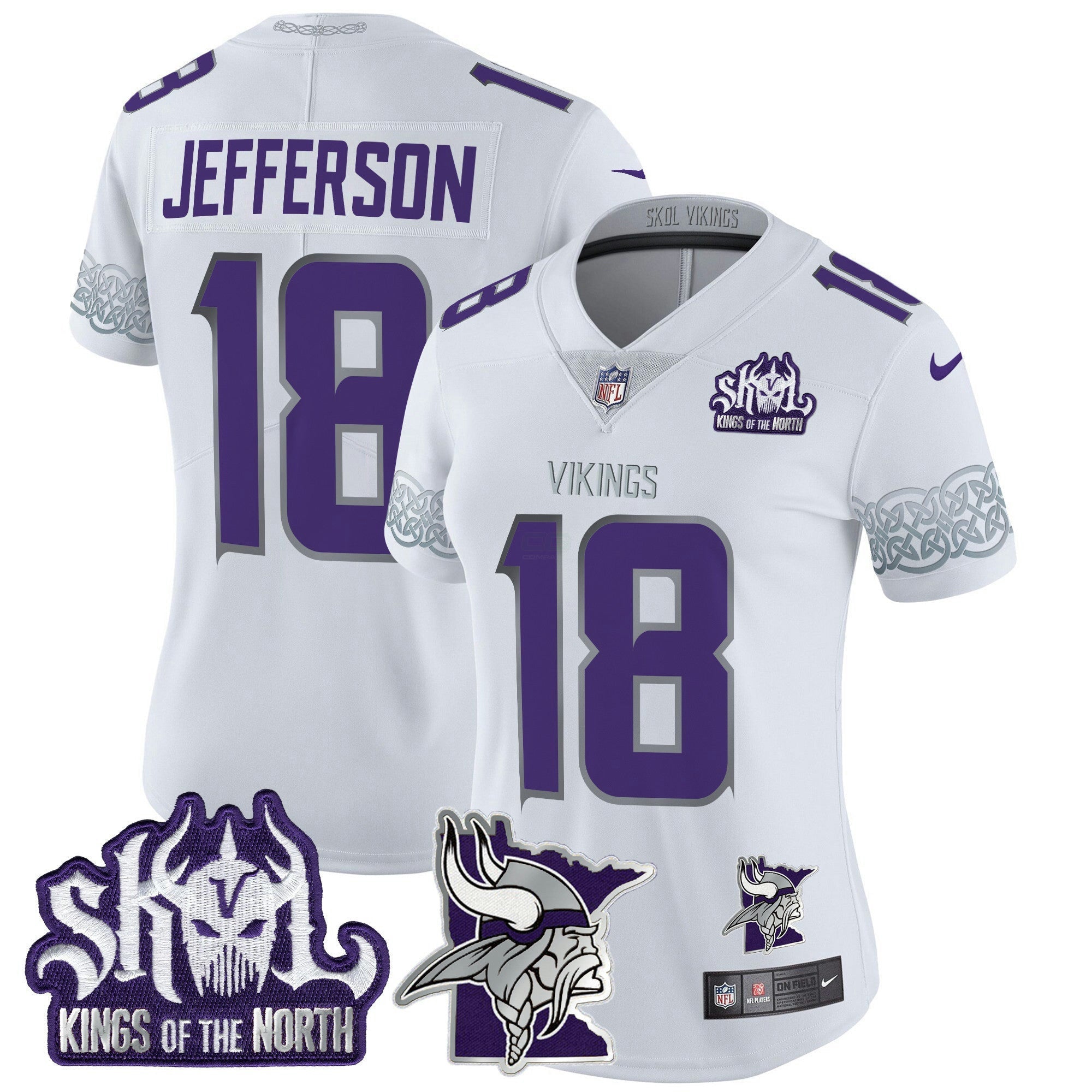 Camisa NFL Women’s Minnesota 2024 Winter Warrior Skol Patch Vapor Limited Jersey V2