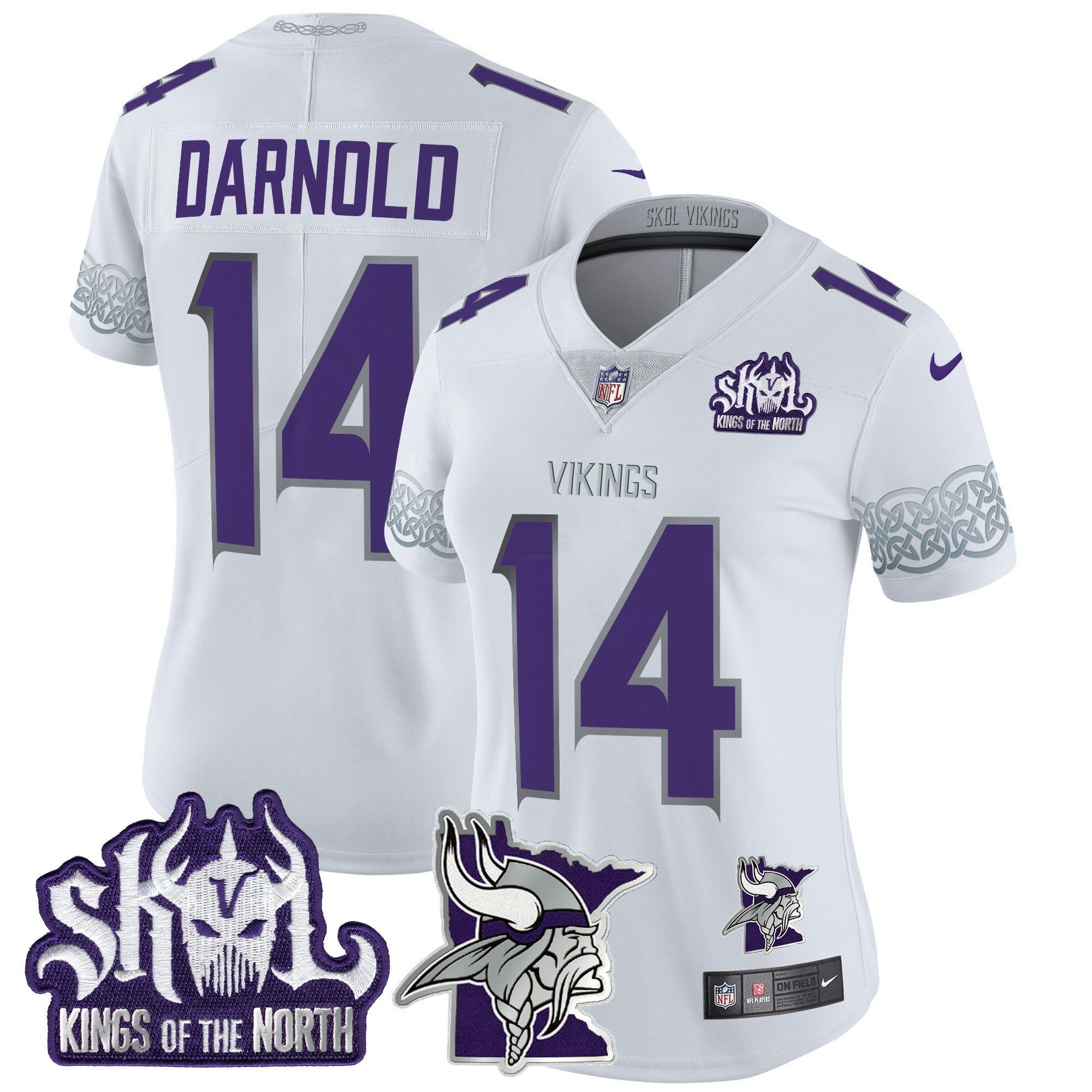 Camisa NFL Women’s Minnesota 2024 Winter Warrior Skol Patch Vapor Limited Jersey V2