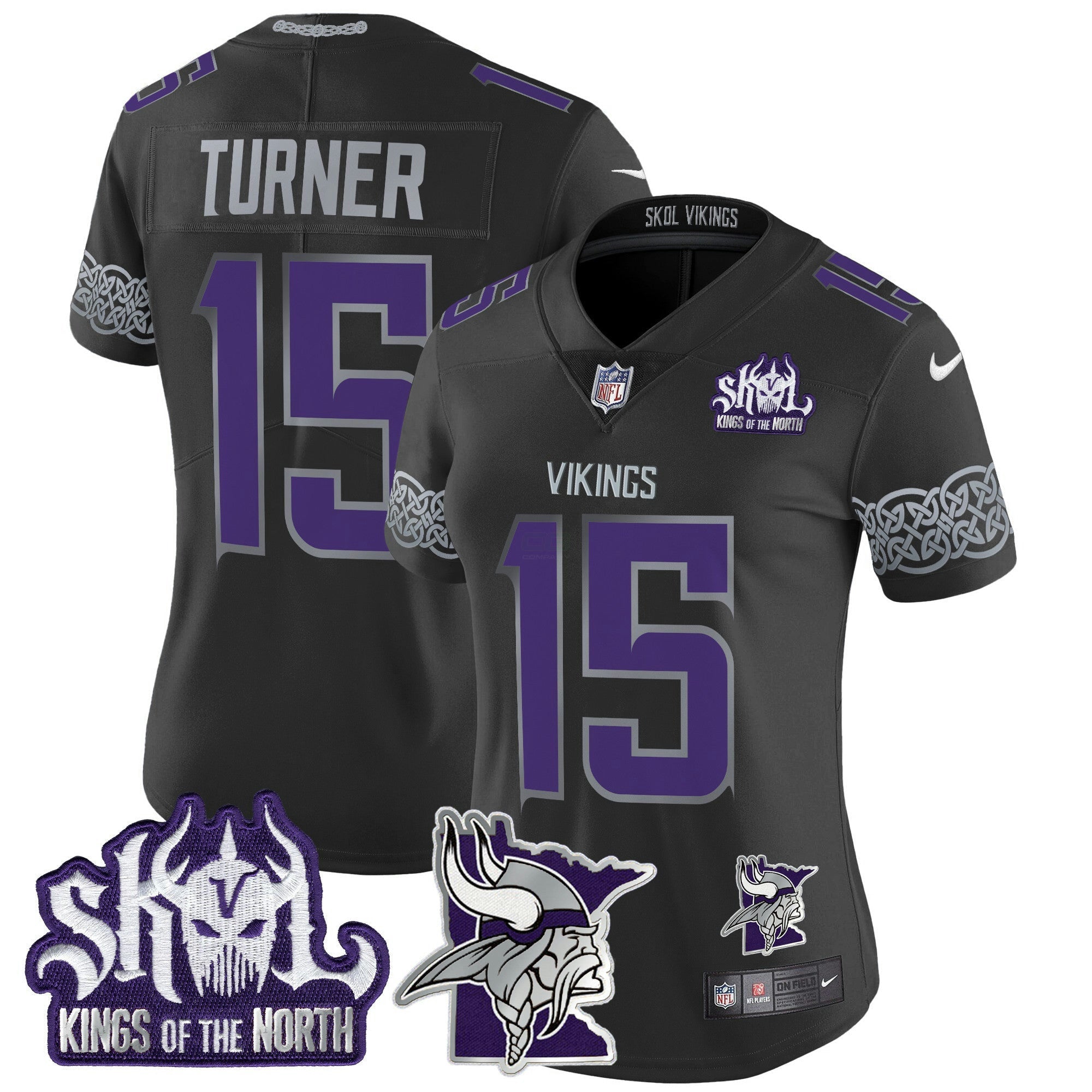 Camisa NFL Women’s Minnesota 2024 Winter Warrior Skol Patch Vapor Limited Jersey V2