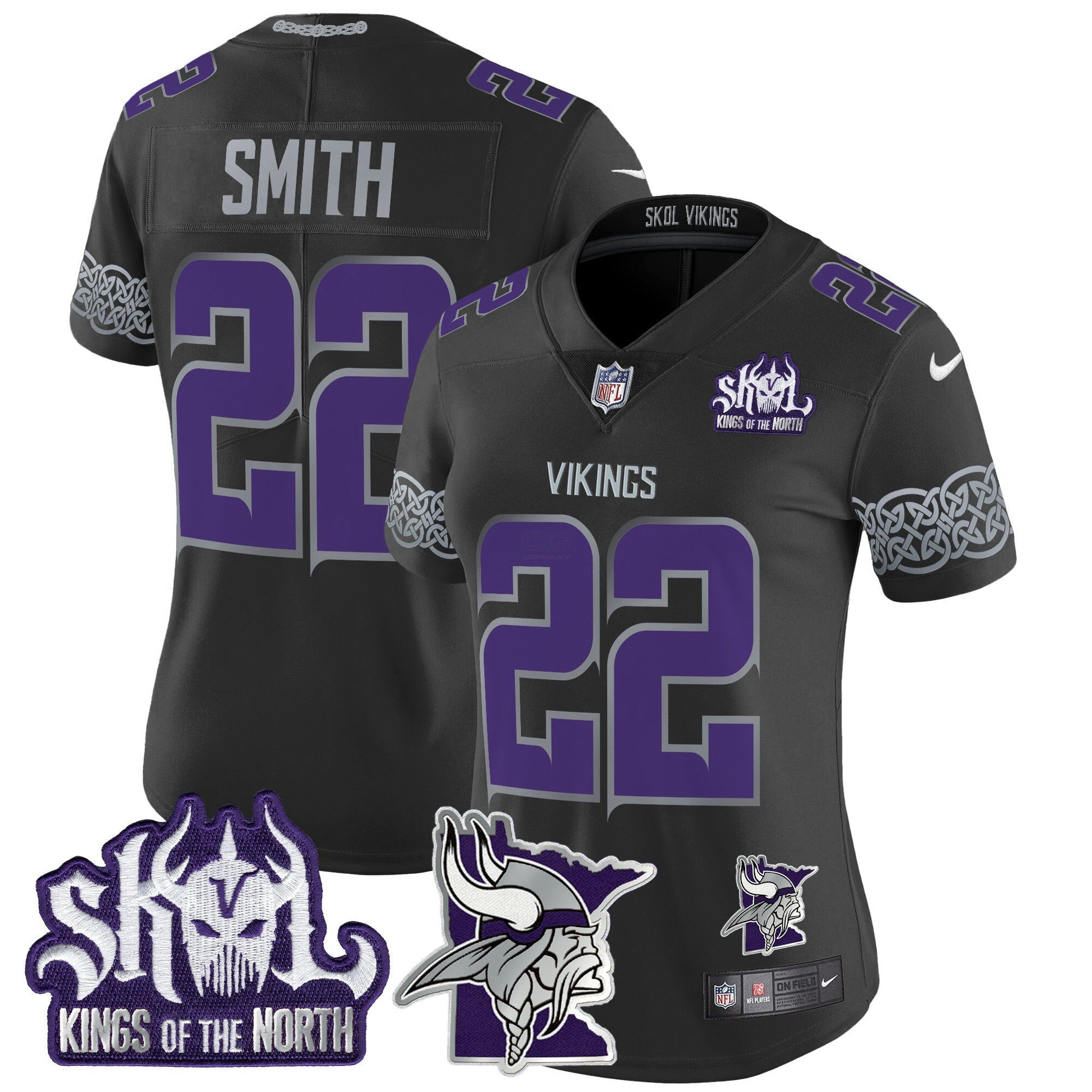 Camisa NFL Women’s Minnesota 2024 Winter Warrior Skol Patch Vapor Limited Jersey V2