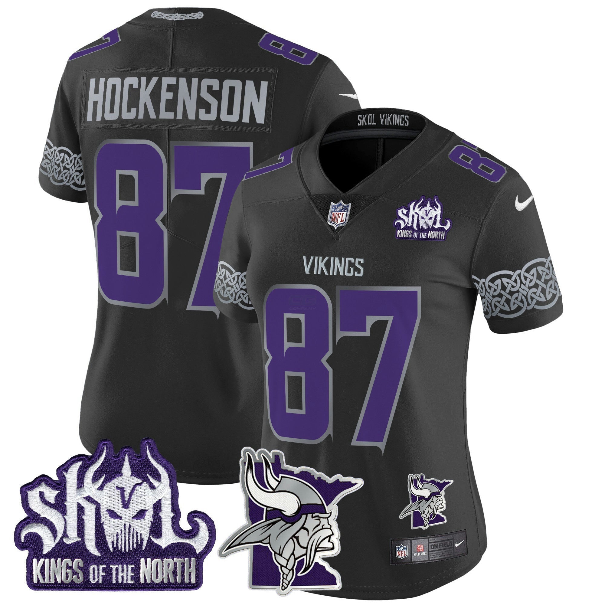 Camisa NFL Women’s Minnesota 2024 Winter Warrior Skol Patch Vapor Limited Jersey V2