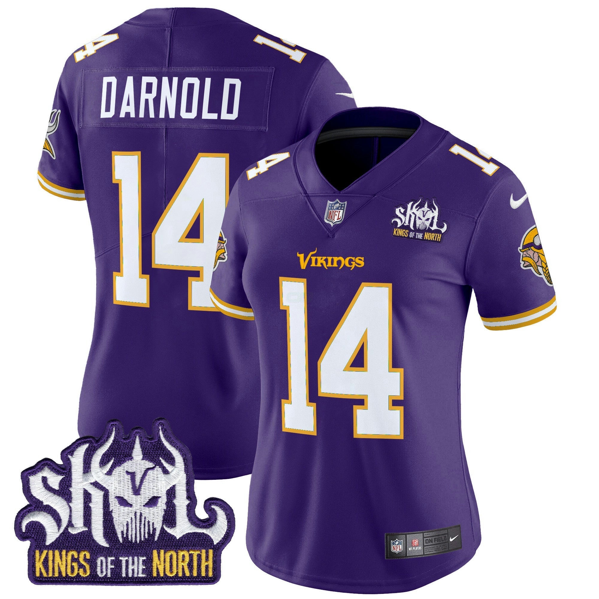 Camisa NFL Women’s Minnesota King Of The North Patch Throwback Vapor Limited Jersey