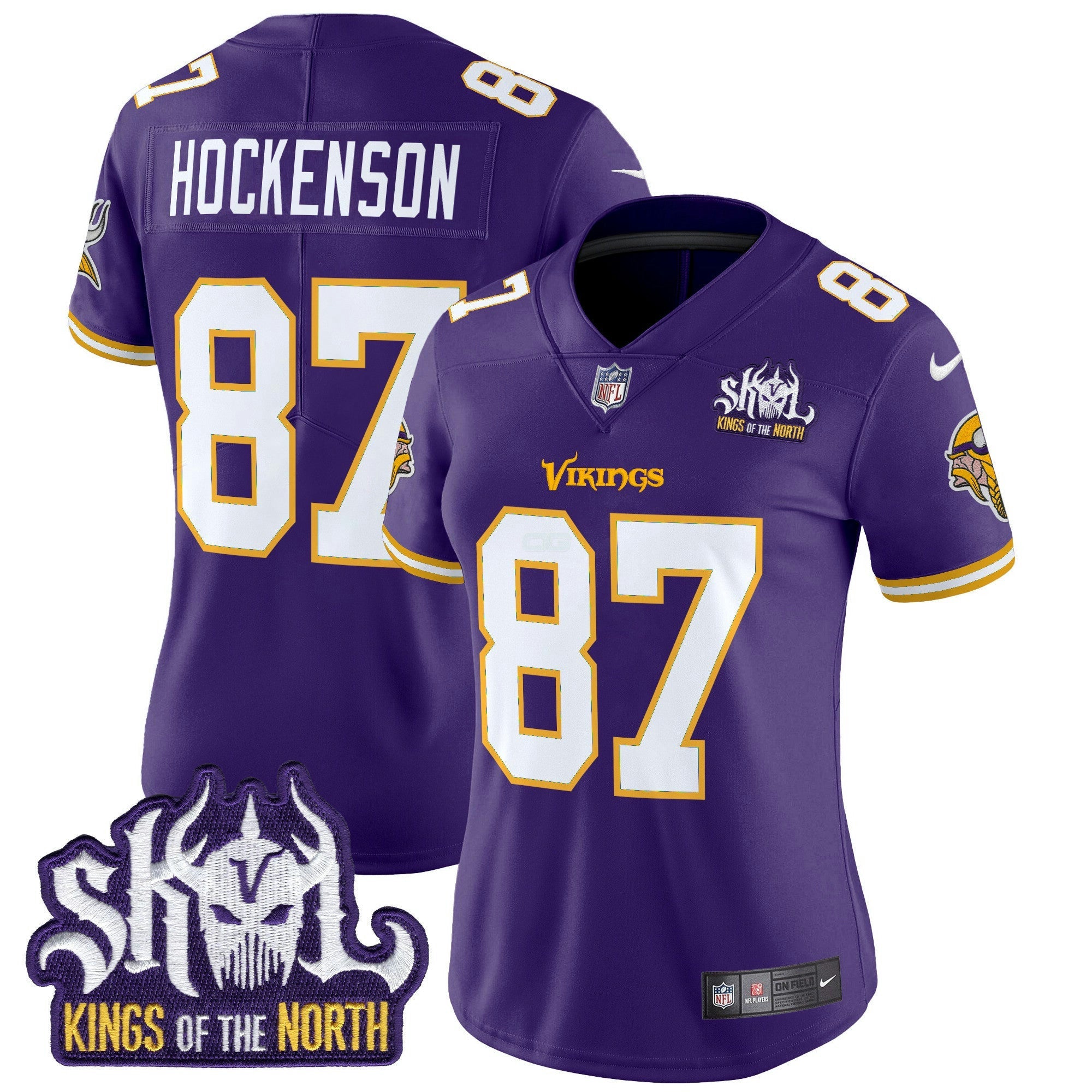Camisa NFL Women’s Minnesota King Of The North Patch Throwback Vapor Limited Jersey
