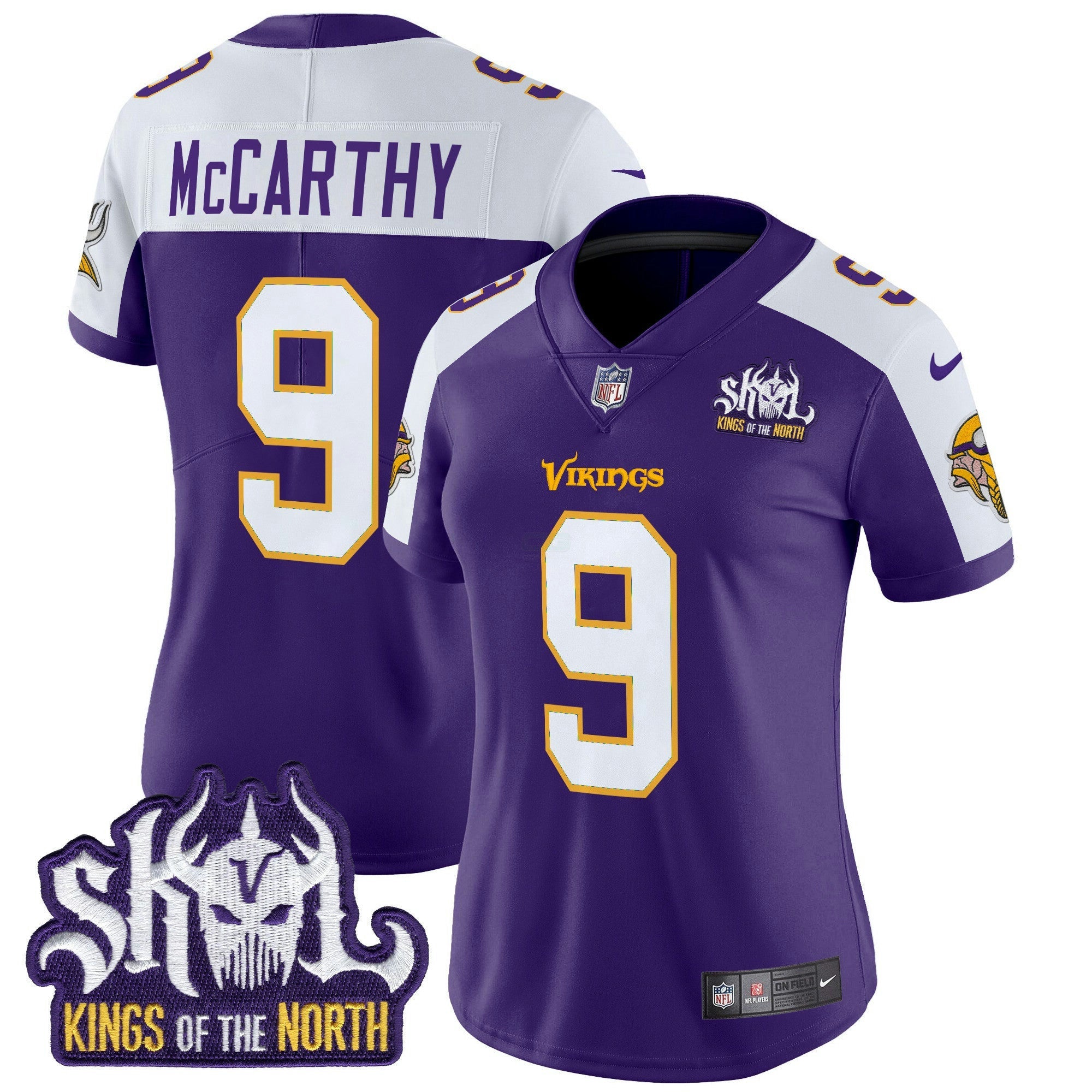 Camisa NFL Women’s Minnesota King Of The North Patch Throwback Vapor Limited Jersey