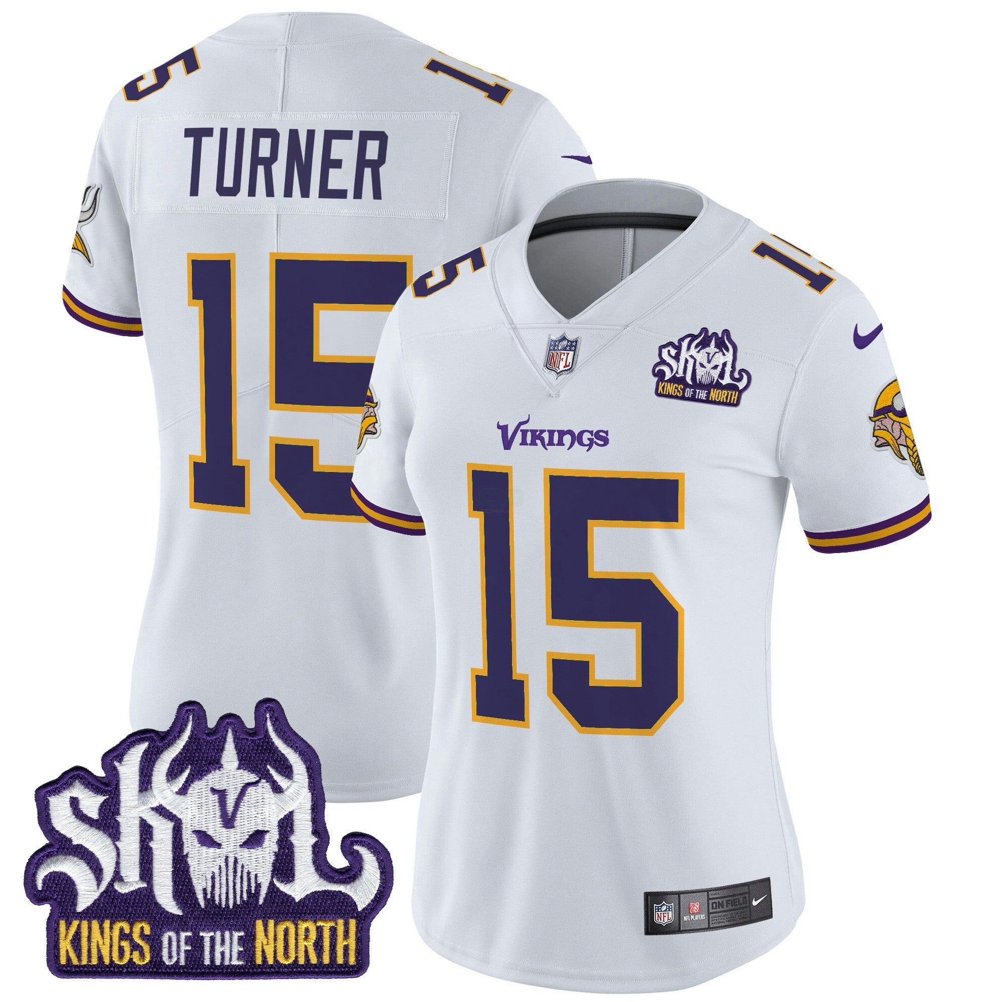 Camisa NFL Women’s Minnesota King Of The North Patch Throwback Vapor Limited Jersey