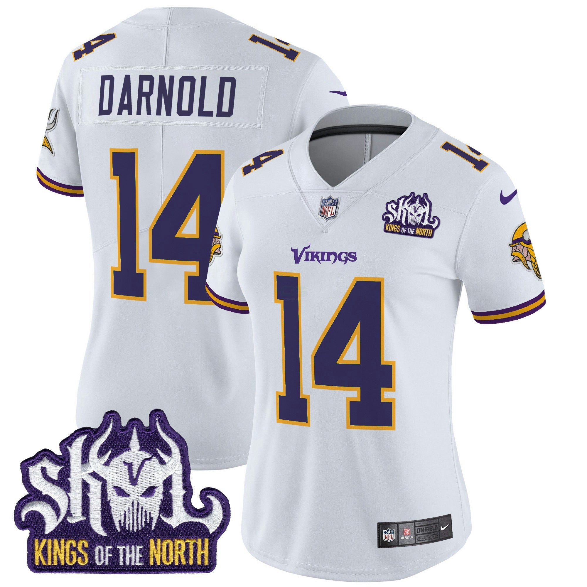 Camisa NFL Women’s Minnesota King Of The North Patch Throwback Vapor Limited Jersey