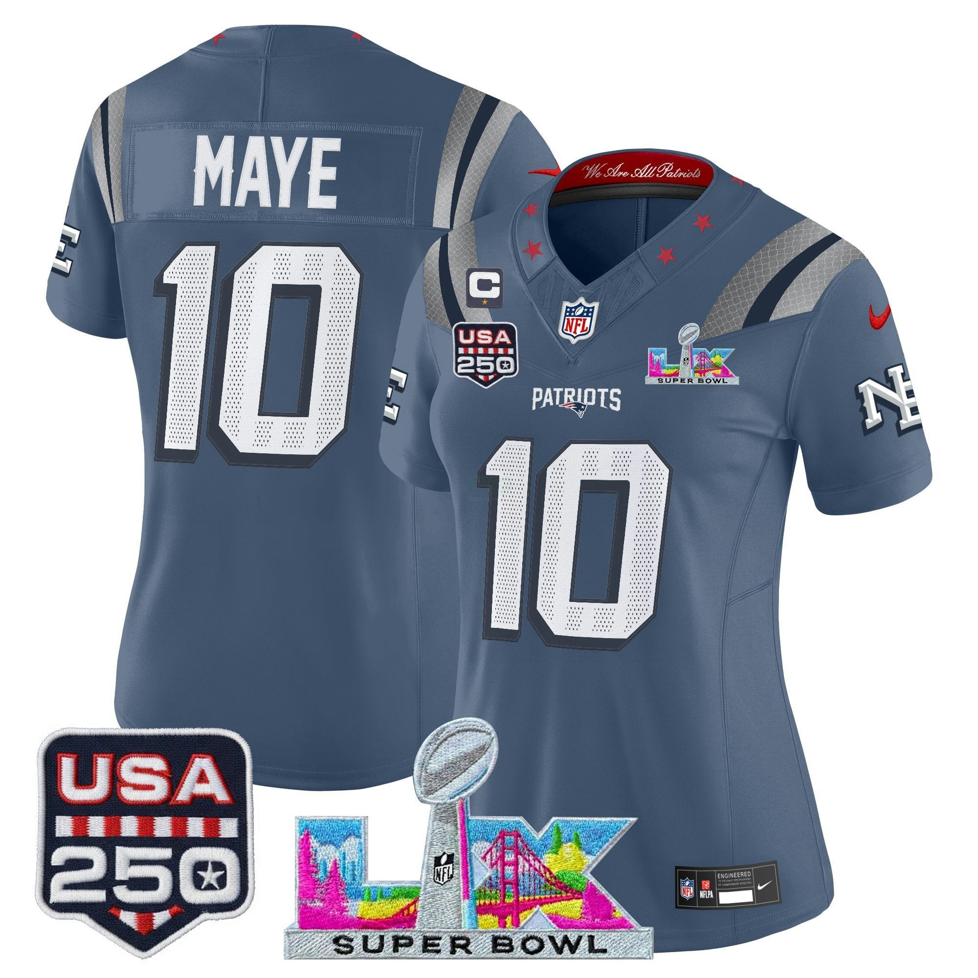 Camisa NFL Women’s New England “Super Bowl LX & United States 250th Anniversary Patch” Vapor Limited Jersey
