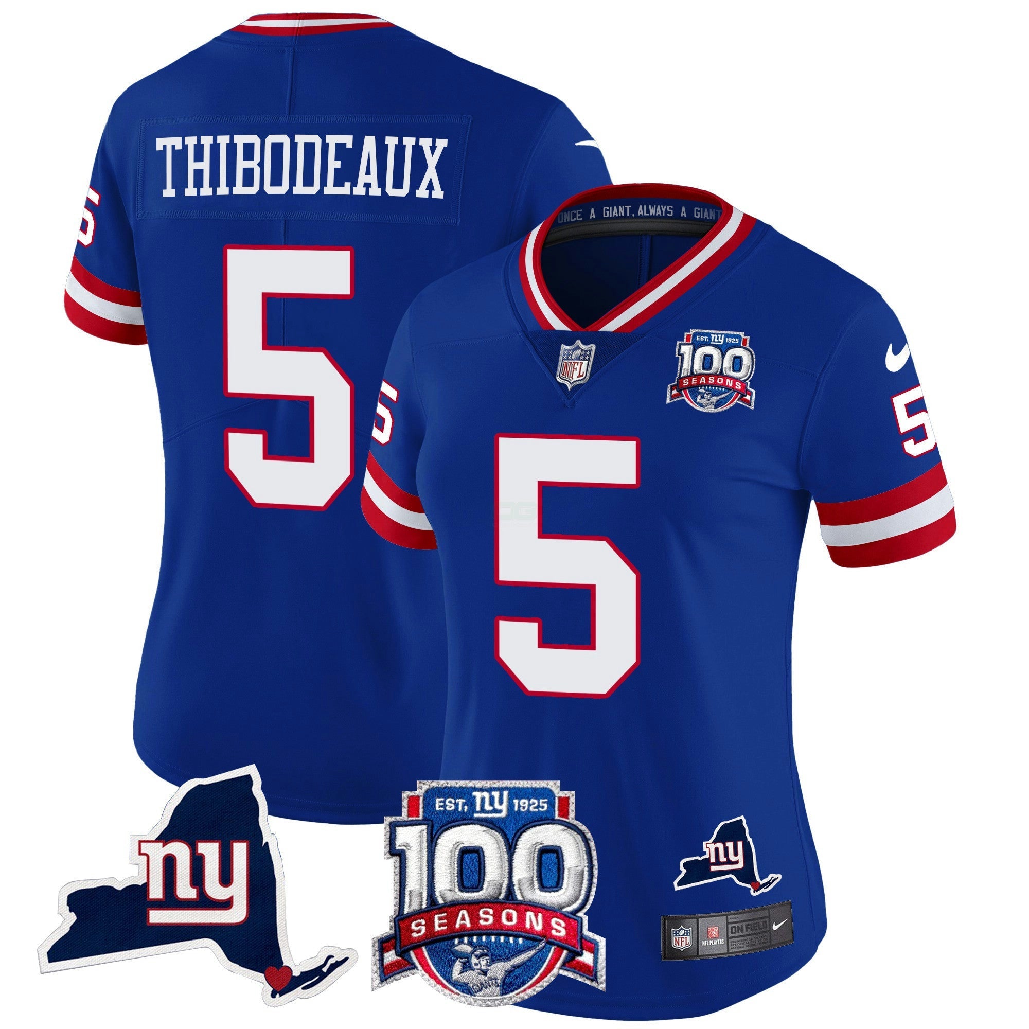 Camisa NFL Women’s New York 100th Season & State Patch Vapor Limited Jersey