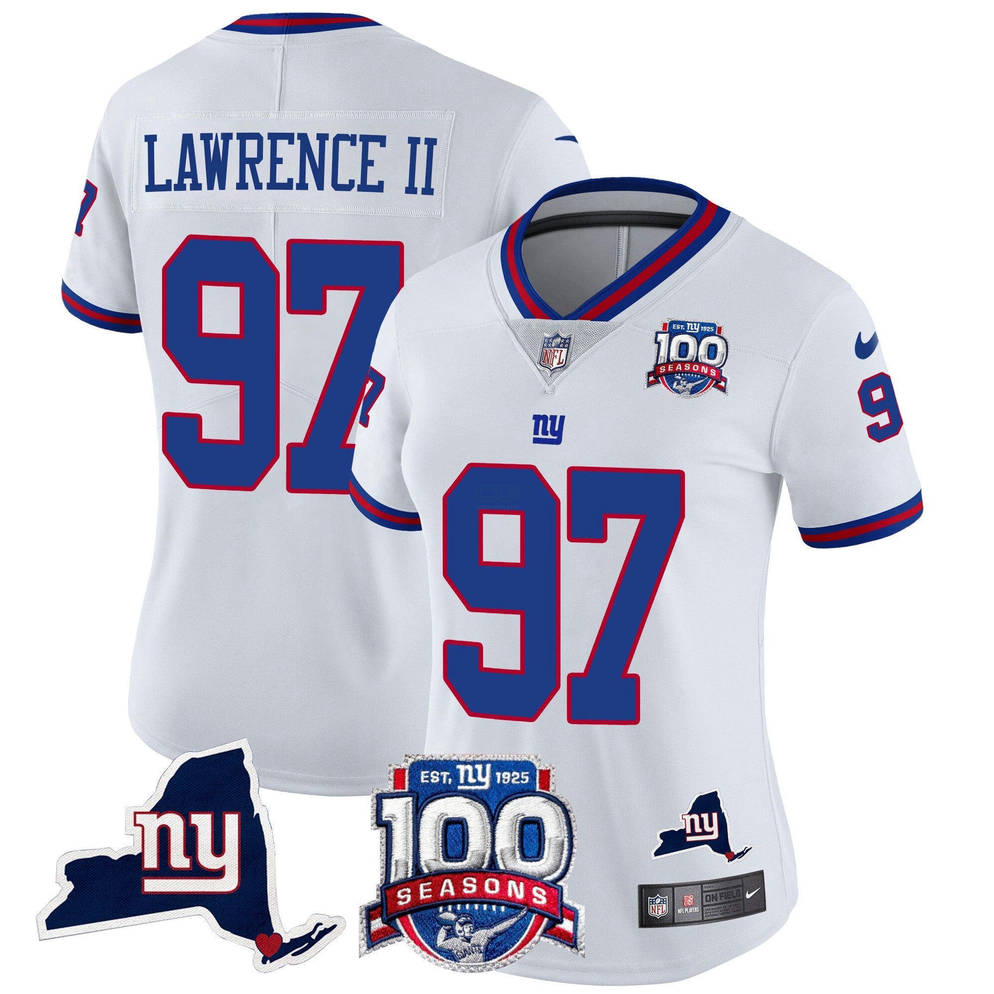 Camisa NFL Women’s New York 100th Season & State Patch Vapor Limited Jersey