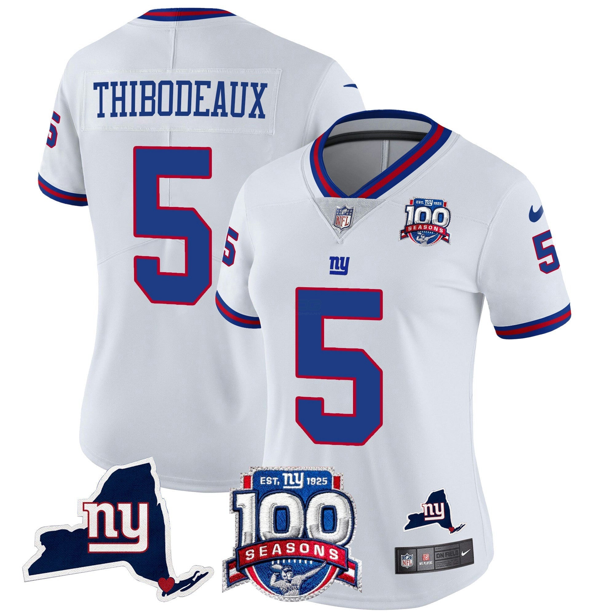 Camisa NFL Women’s New York 100th Season & State Patch Vapor Limited Jersey