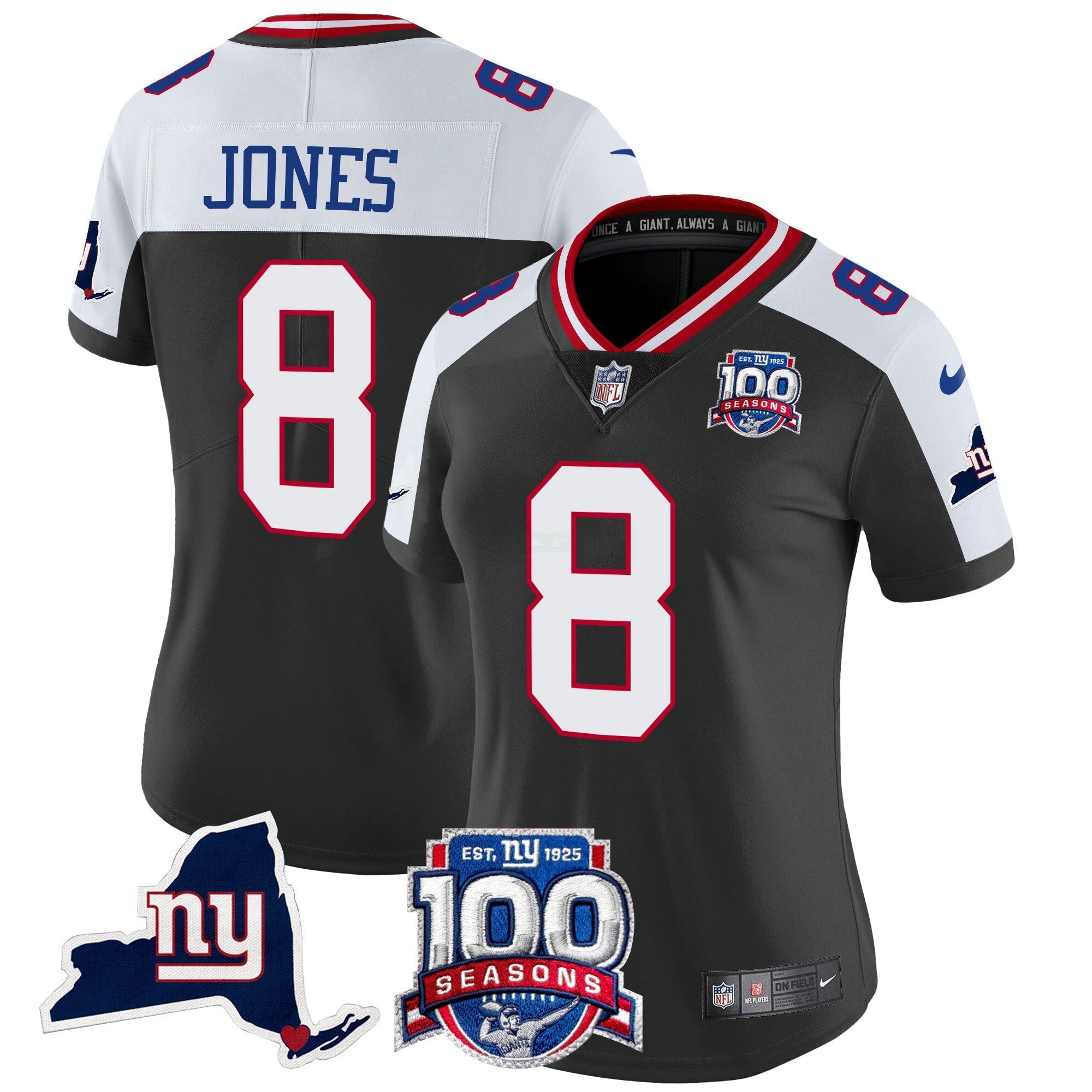 Camisa NFL Women’s New York 100th Season & State Patch Vapor Limited Jersey