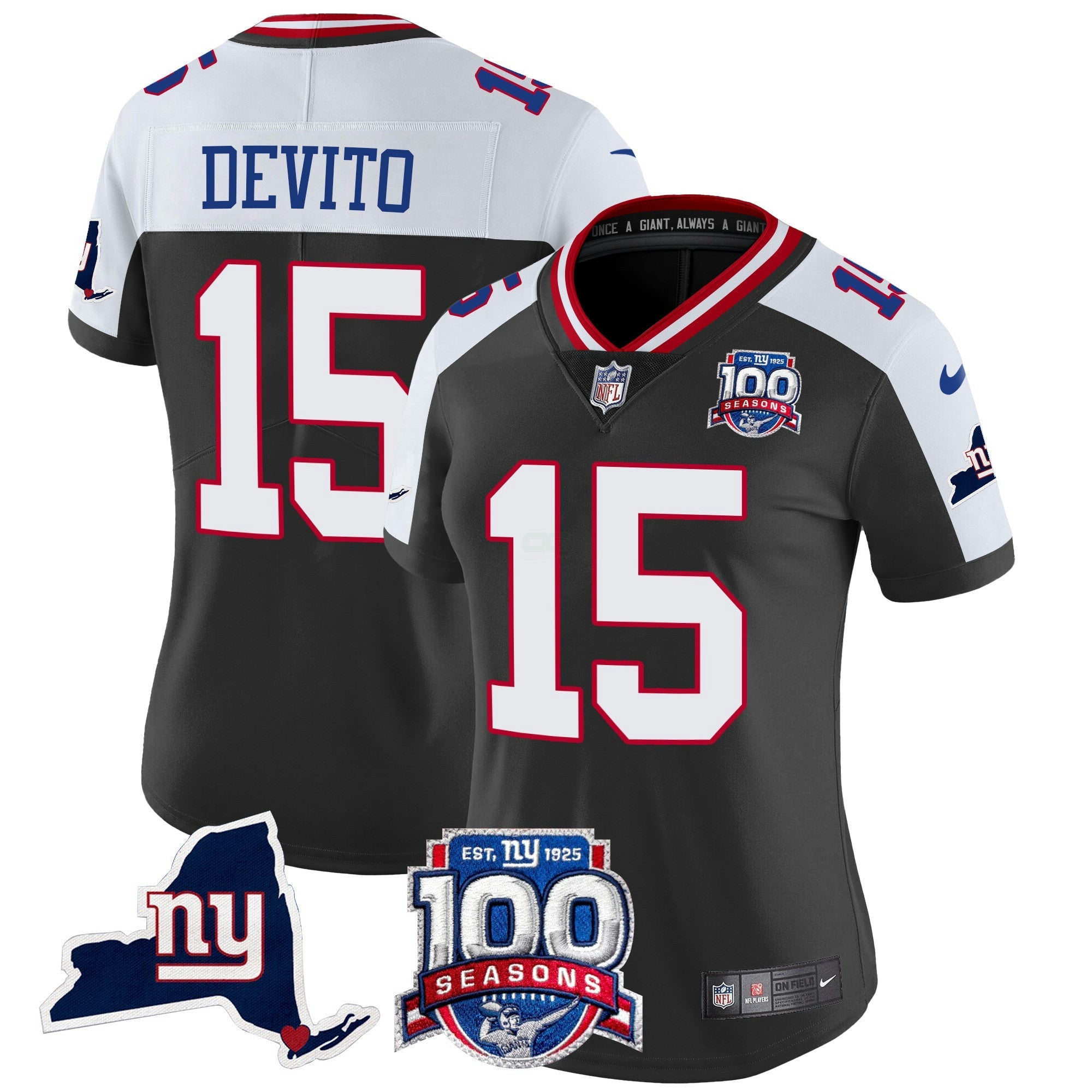 Camisa NFL Women’s New York 100th Season & State Patch Vapor Limited Jersey