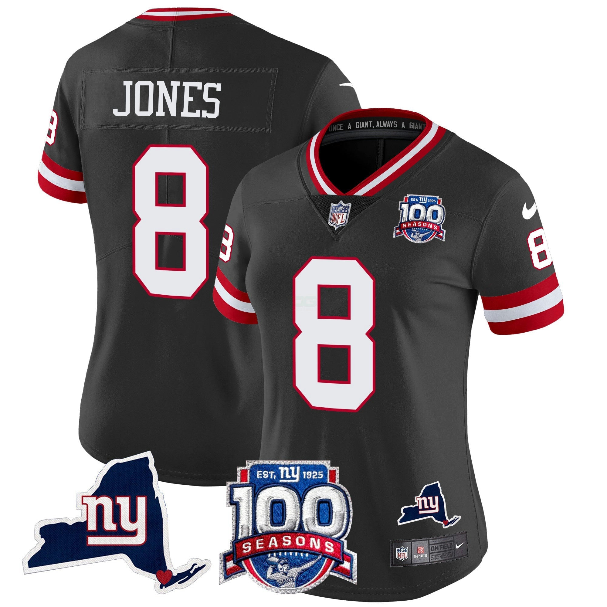 Camisa NFL Women’s New York 100th Season & State Patch Vapor Limited Jersey