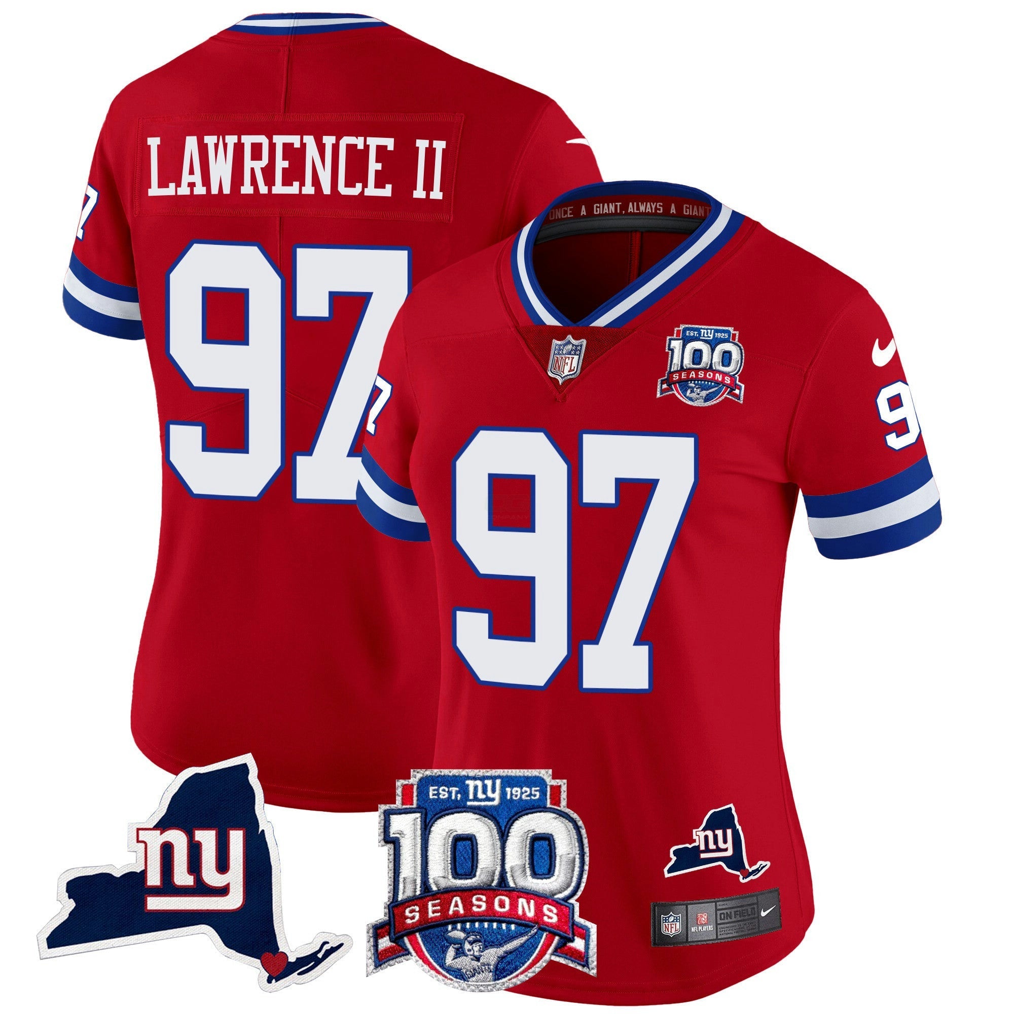 Camisa NFL Women’s New York 100th Season & State Patch Vapor Limited Jersey