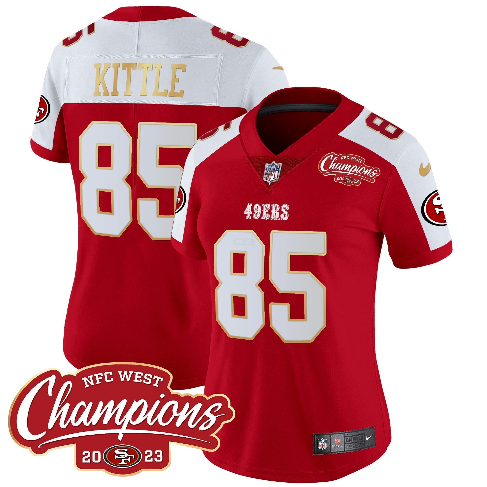 Camisa NFL Women’s NFC West Champions Dourada Trim Vapor Jersey