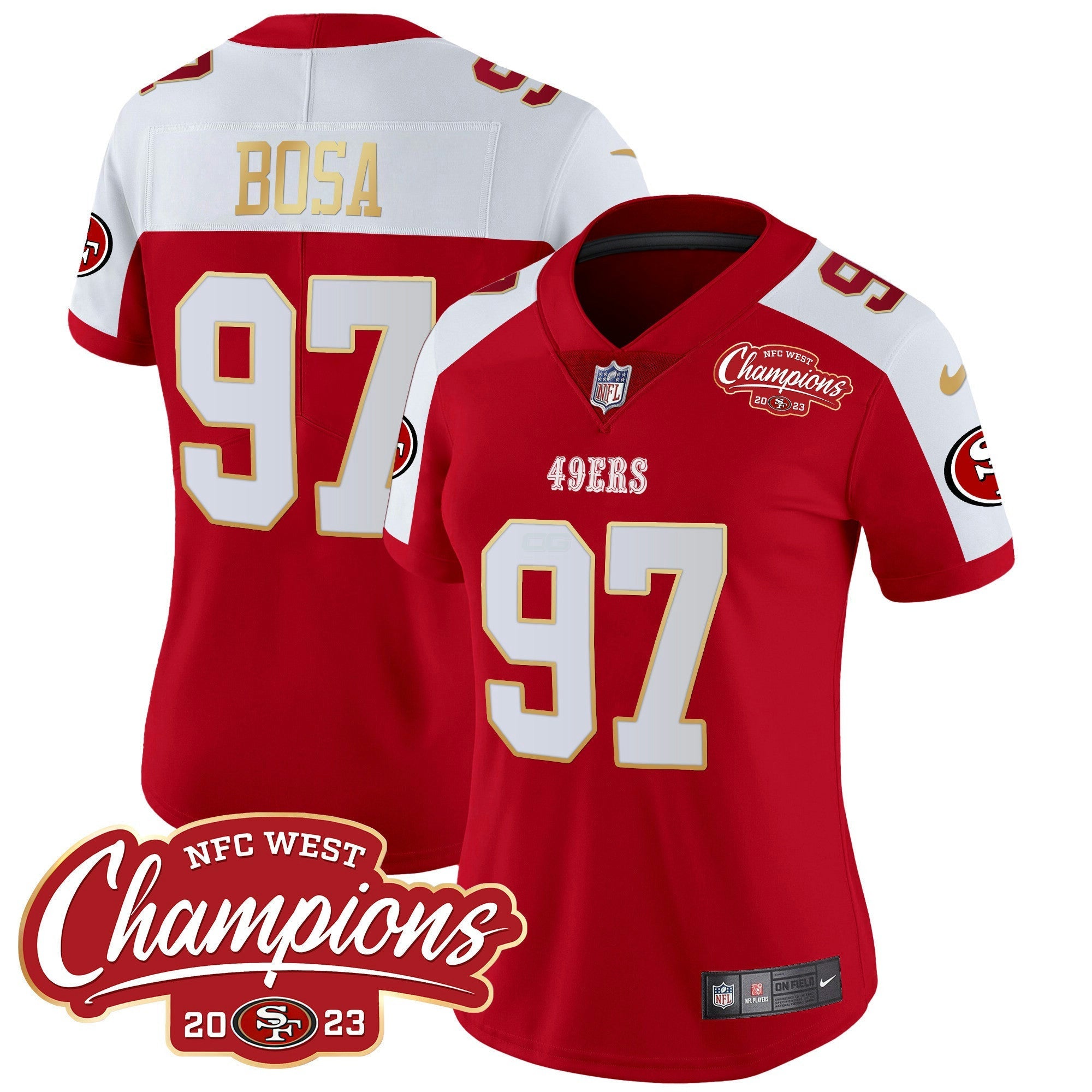 Camisa NFL Women’s NFC West Champions Dourada Trim Vapor Jersey