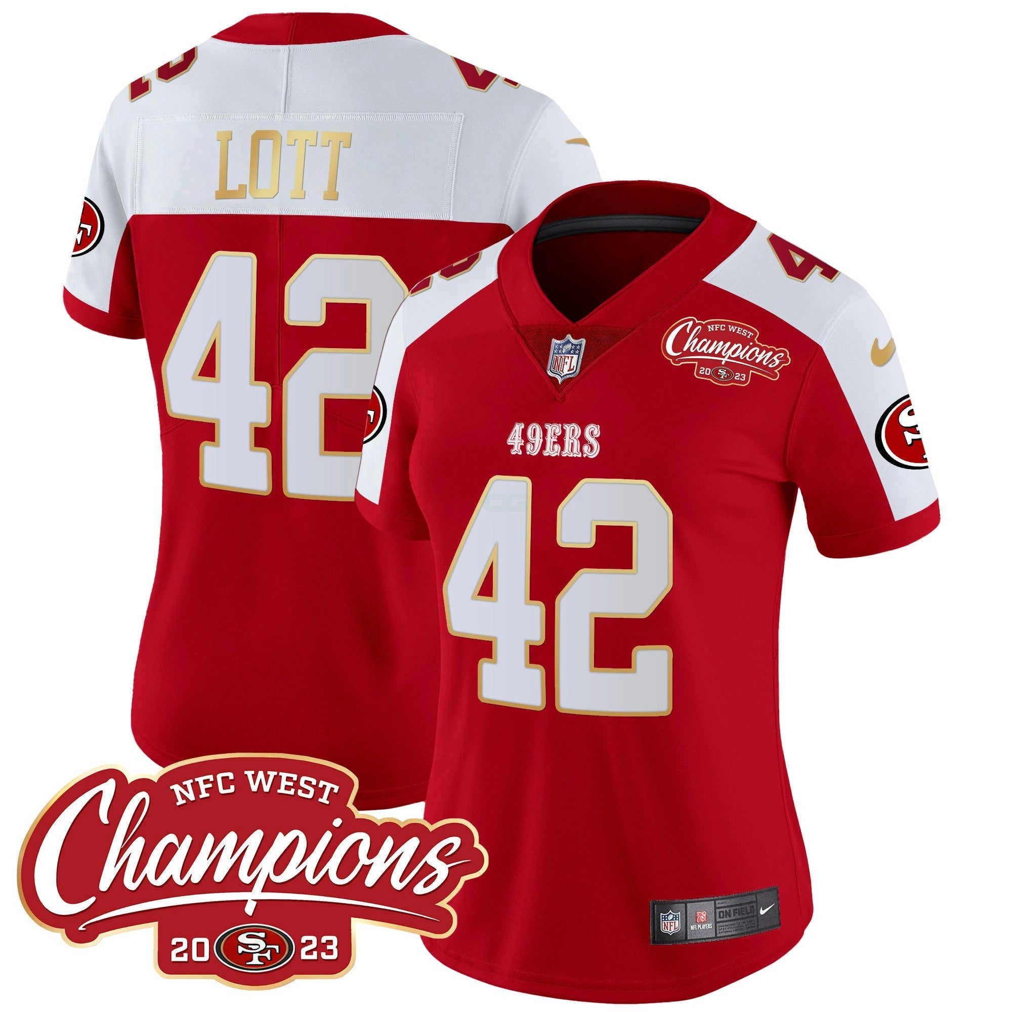 Camisa NFL Women’s NFC West Champions Dourada Trim Vapor Jersey