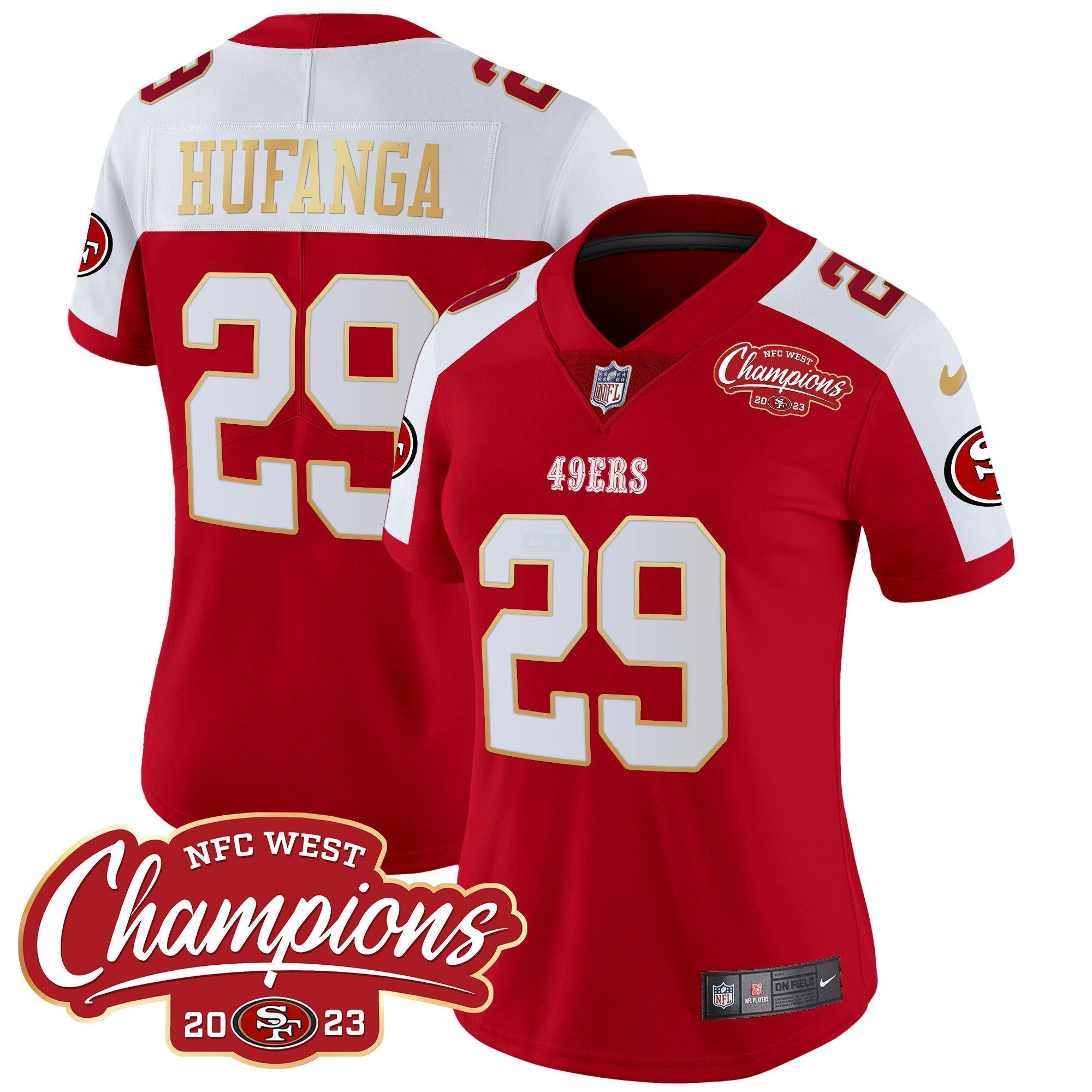 Camisa NFL Women’s NFC West Champions Dourada Trim Vapor Jersey