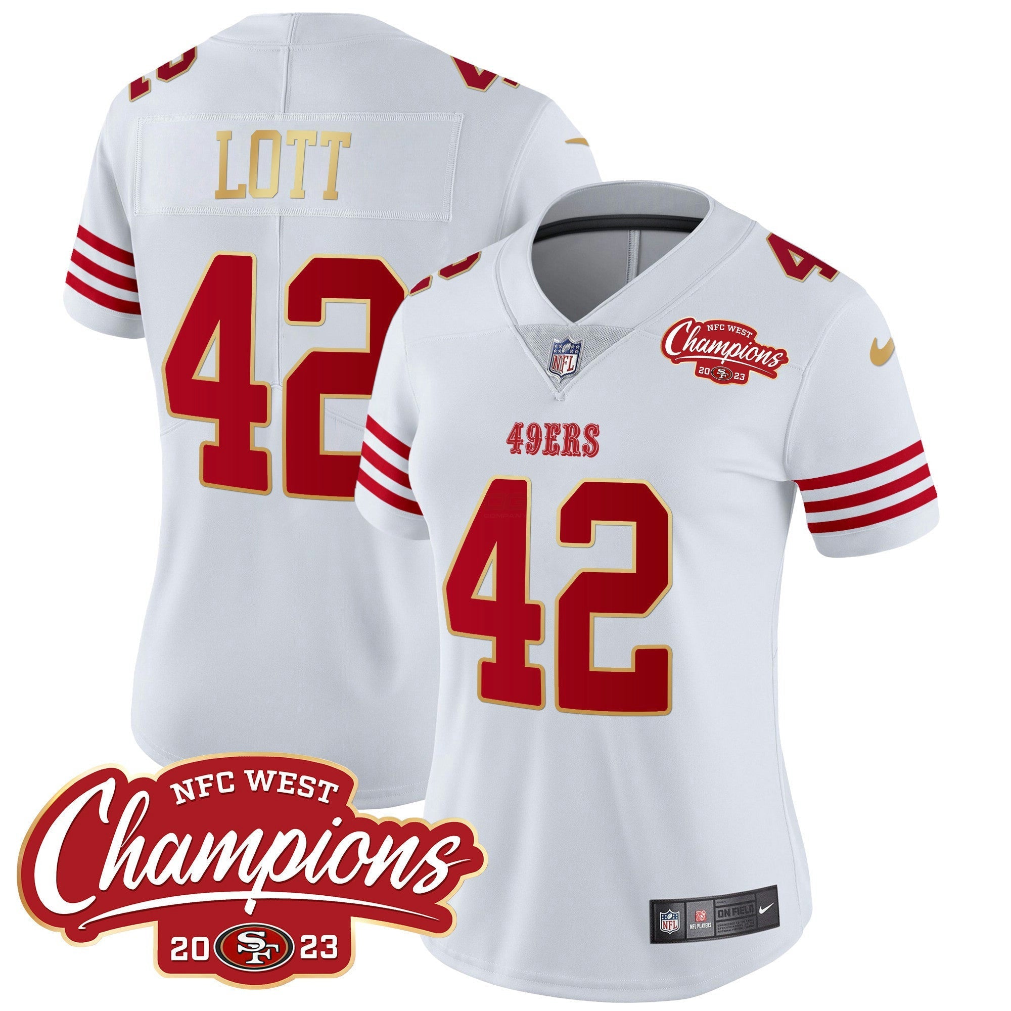 Camisa NFL Women’s NFC West Champions Dourada Trim Vapor Jersey