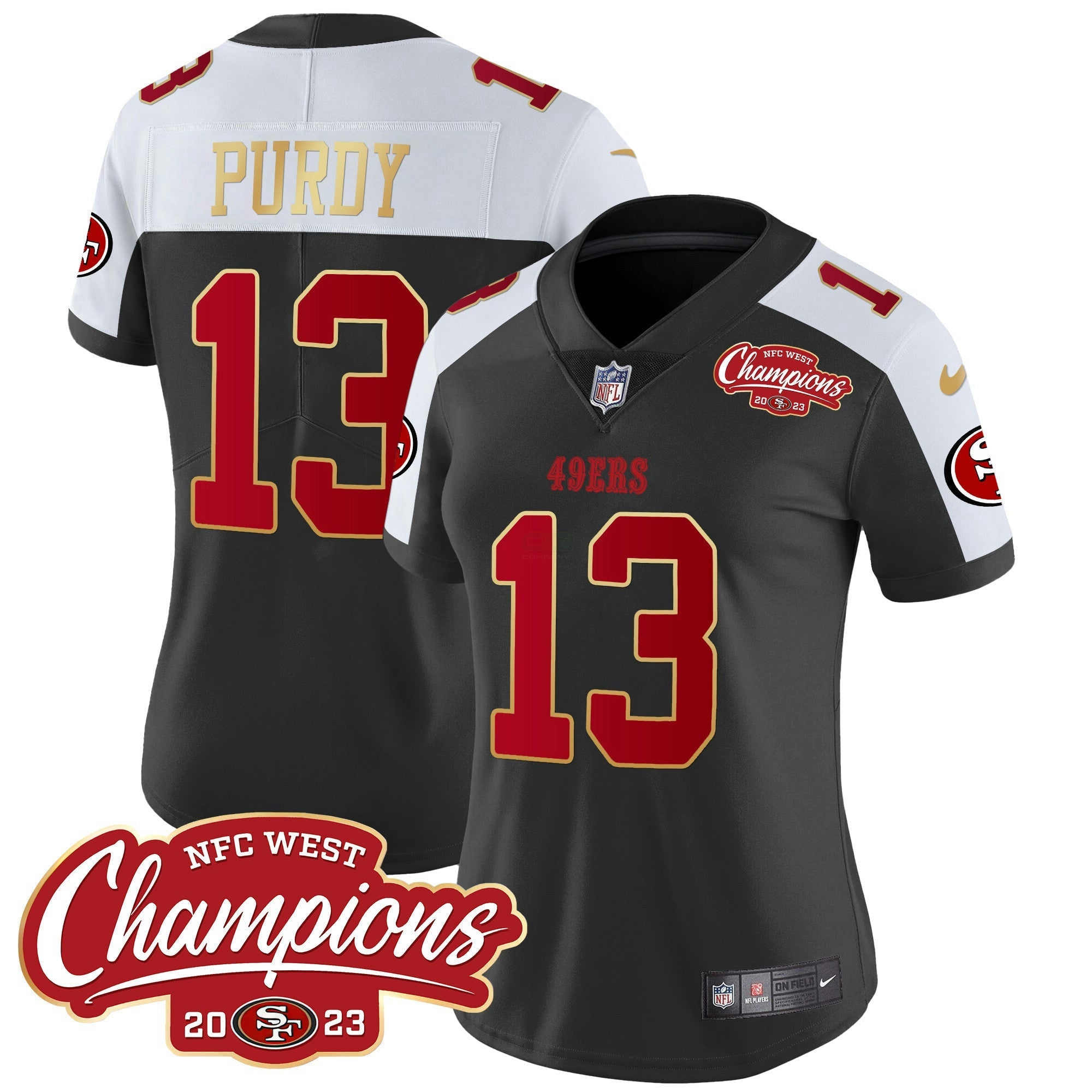 Camisa NFL Women’s NFC West Champions Dourada Trim Vapor Jersey