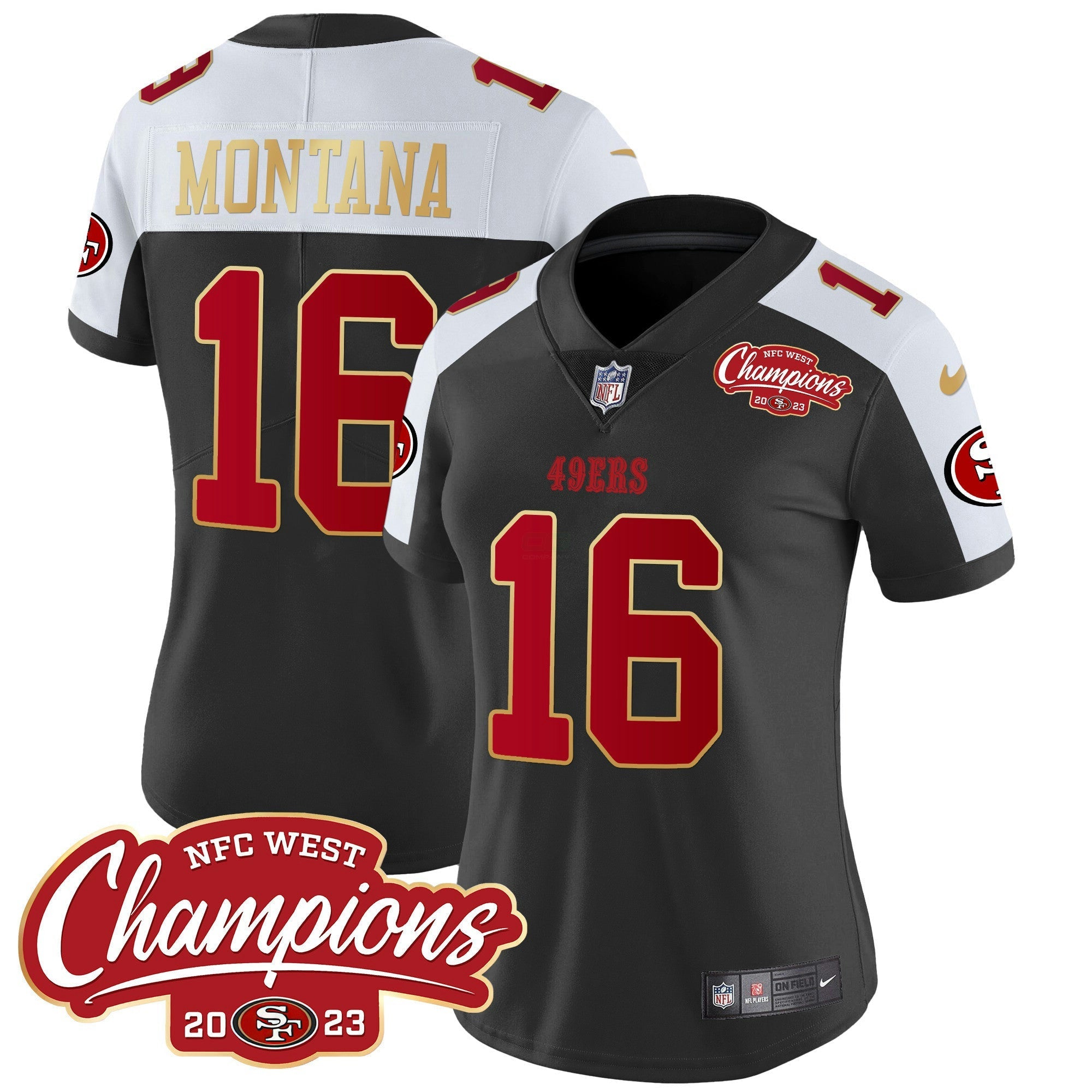 Camisa NFL Women’s NFC West Champions Dourada Trim Vapor Jersey