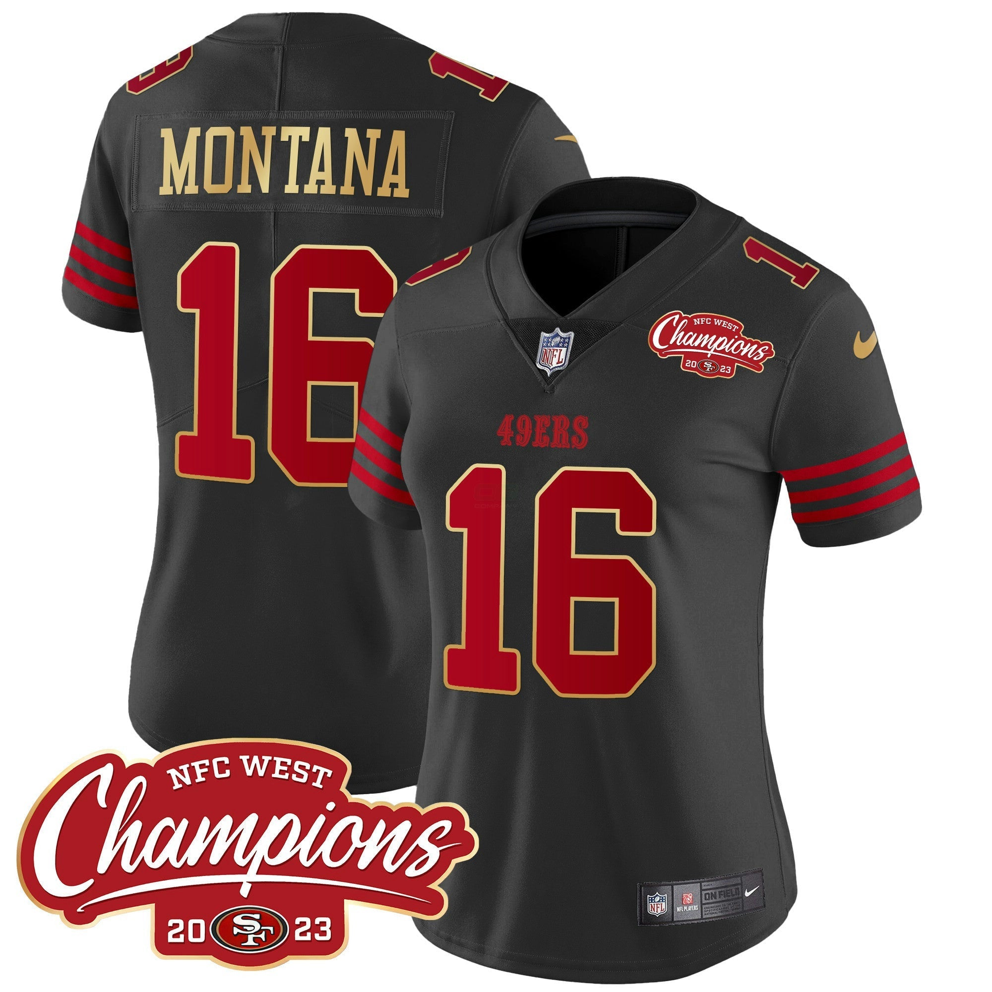 Camisa NFL Women’s NFC West Champions Dourada Trim Vapor Jersey