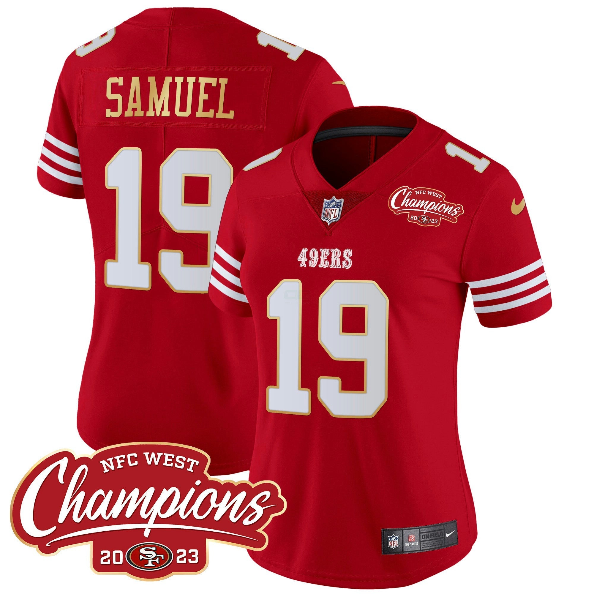 Camisa NFL Women’s NFC West Champions Dourada Trim Vapor Jersey