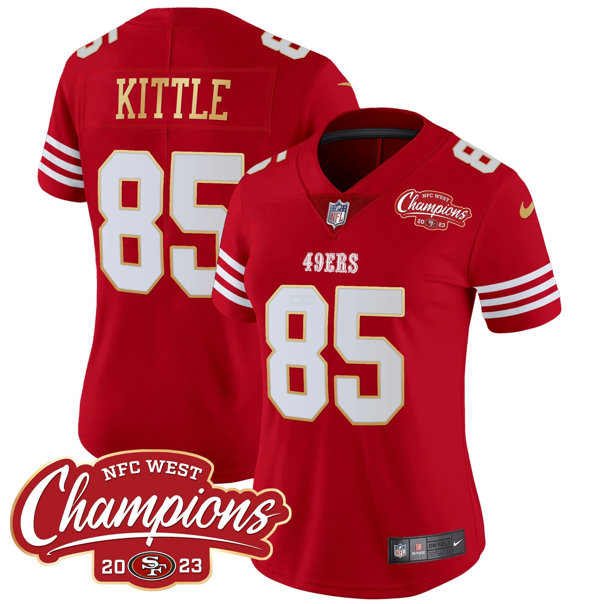 Camisa NFL Women’s NFC West Champions Dourada Trim Vapor Jersey