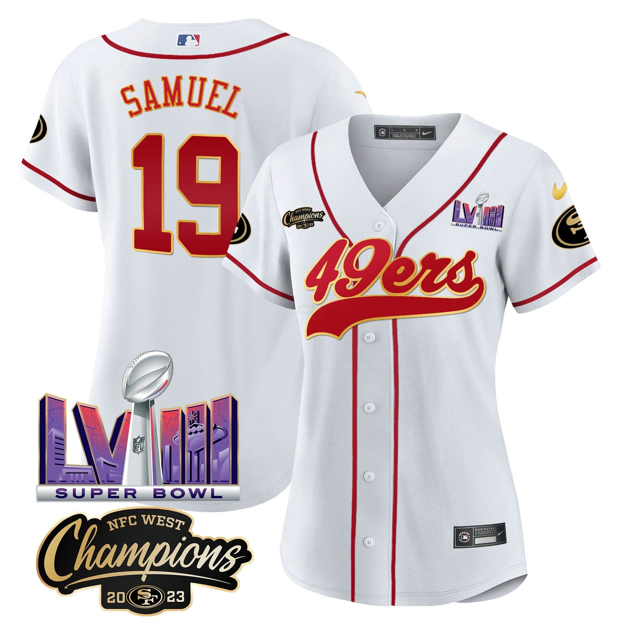 Camisa NFL Women’s NFC West Champions & Super Bowl LVIII Patch Jersey