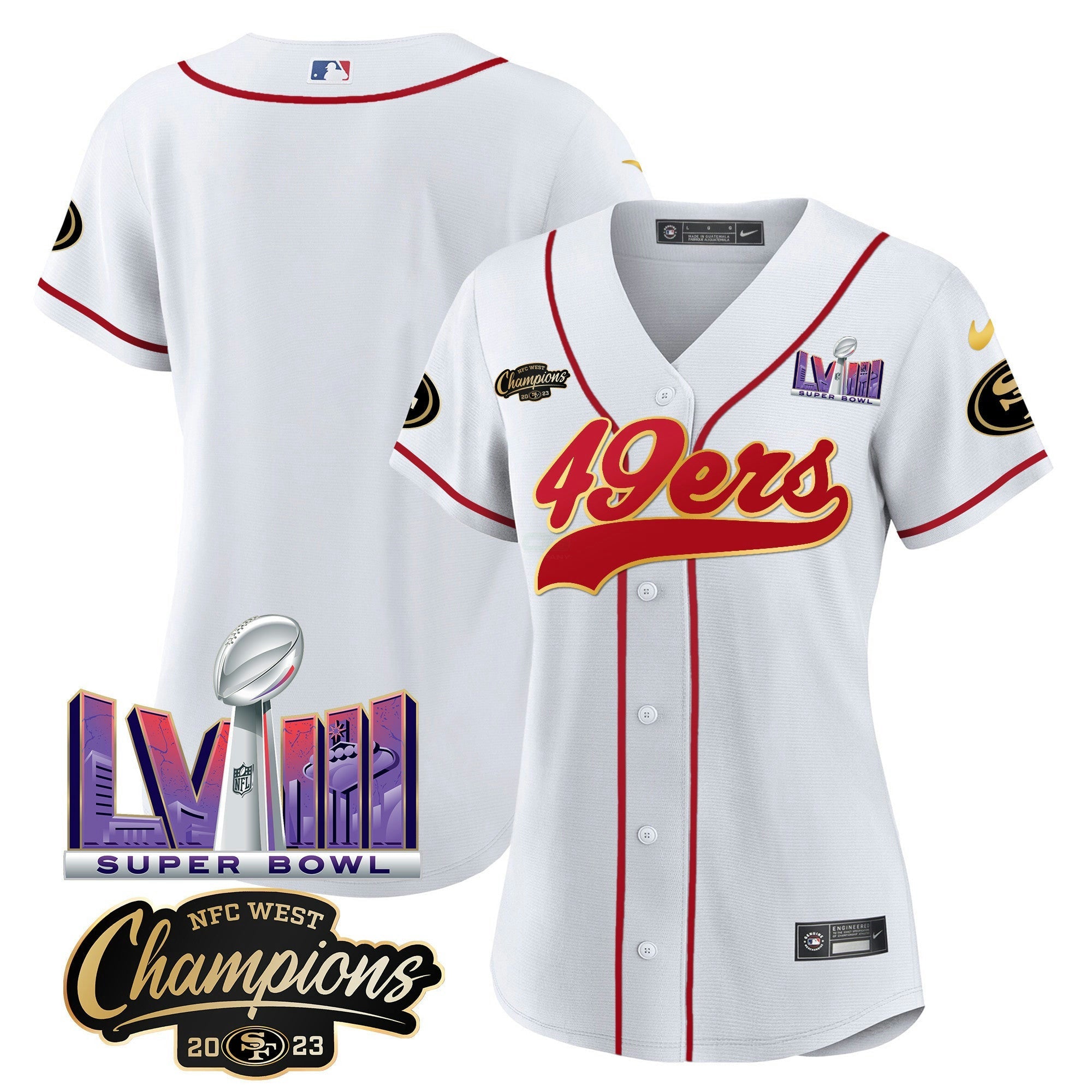 Camisa NFL Women’s NFC West Champions & Super Bowl LVIII Patch Jersey