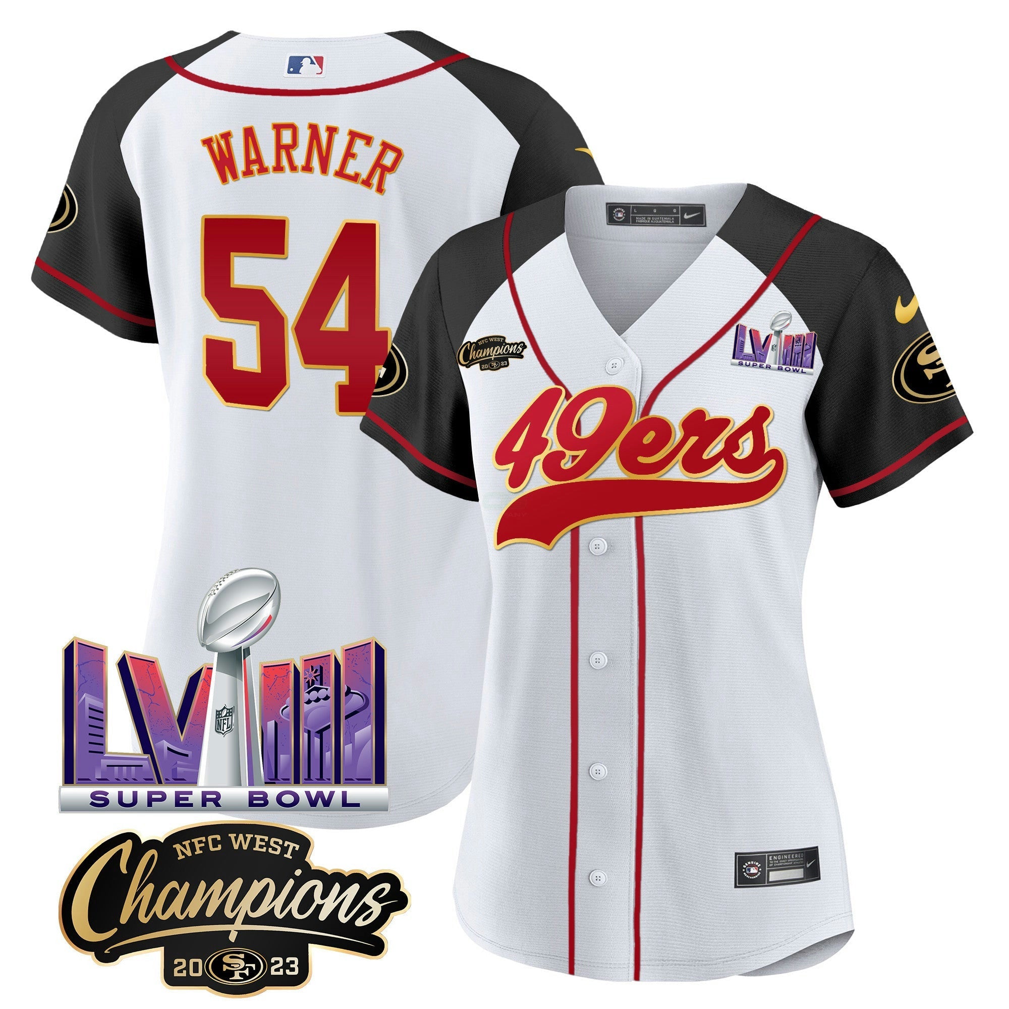 Camisa NFL Women’s NFC West Champions & Super Bowl LVIII Patch Jersey