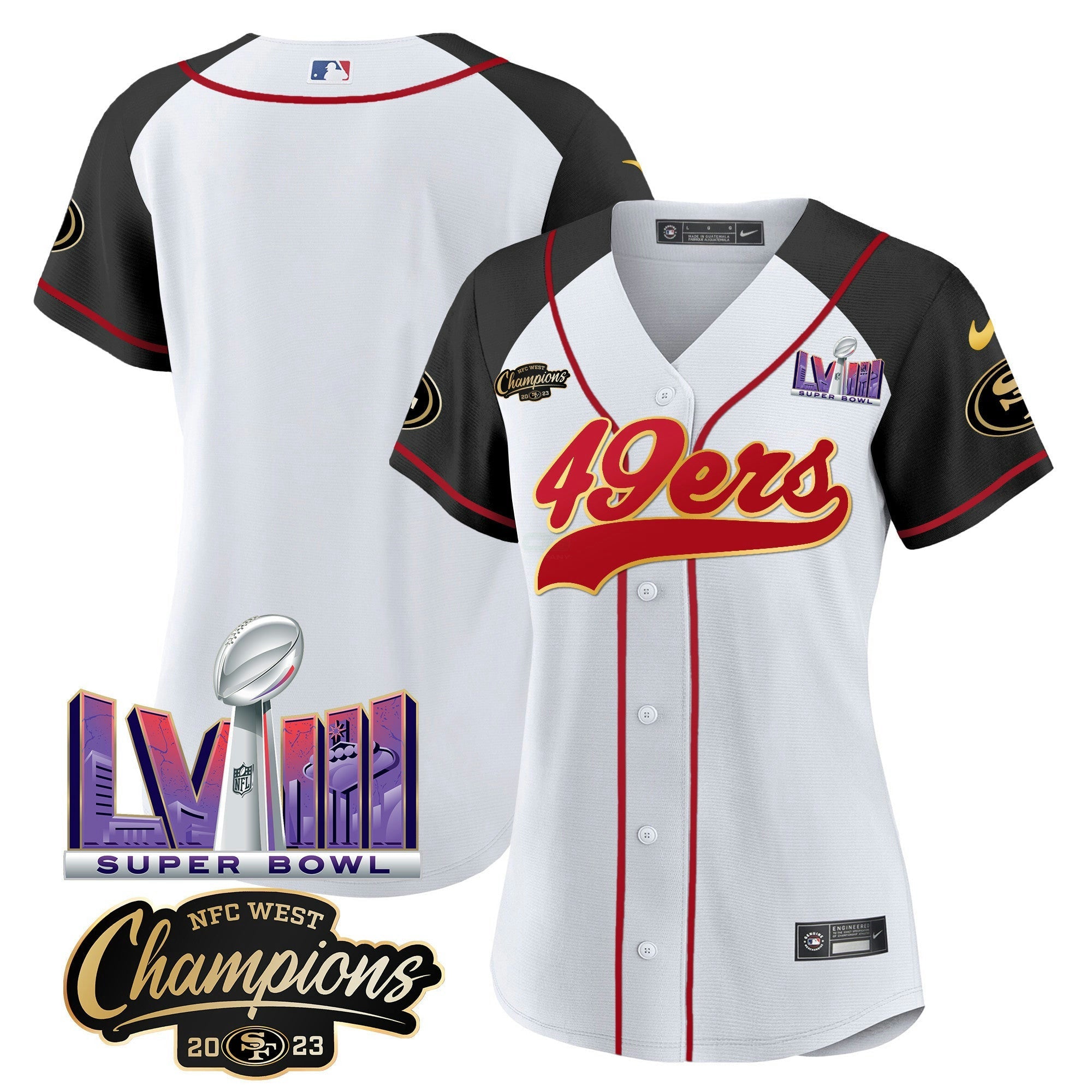 Camisa NFL Women’s NFC West Champions & Super Bowl LVIII Patch Jersey