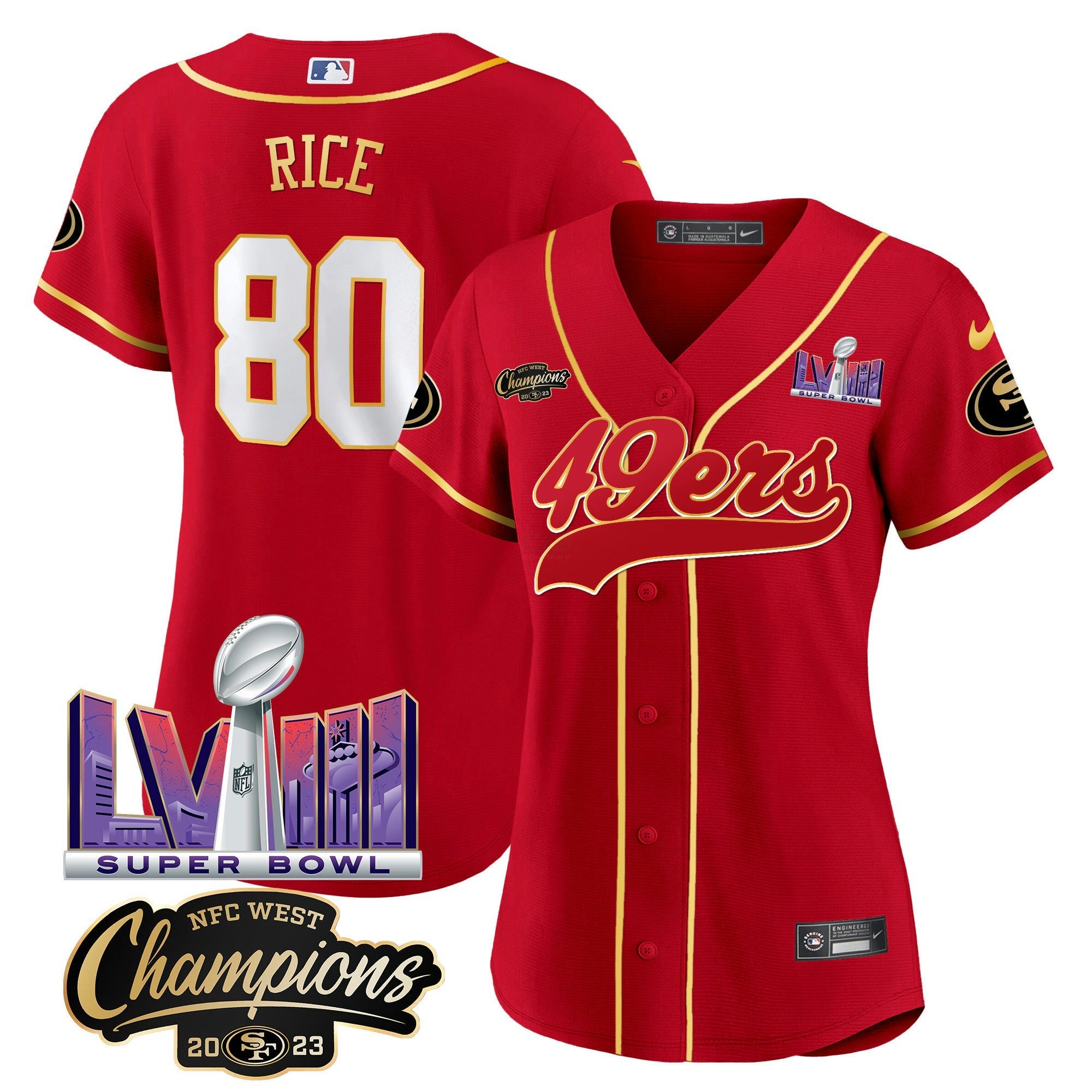 Camisa NFL Women’s NFC West Champions & Super Bowl LVIII Patch Jersey