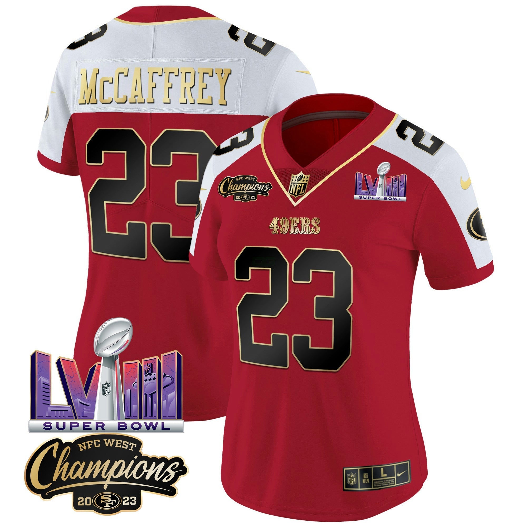 Camisa NFL Women’s NFC West Champions & Super Bowl LVIII Patch Vapor Jersey V2