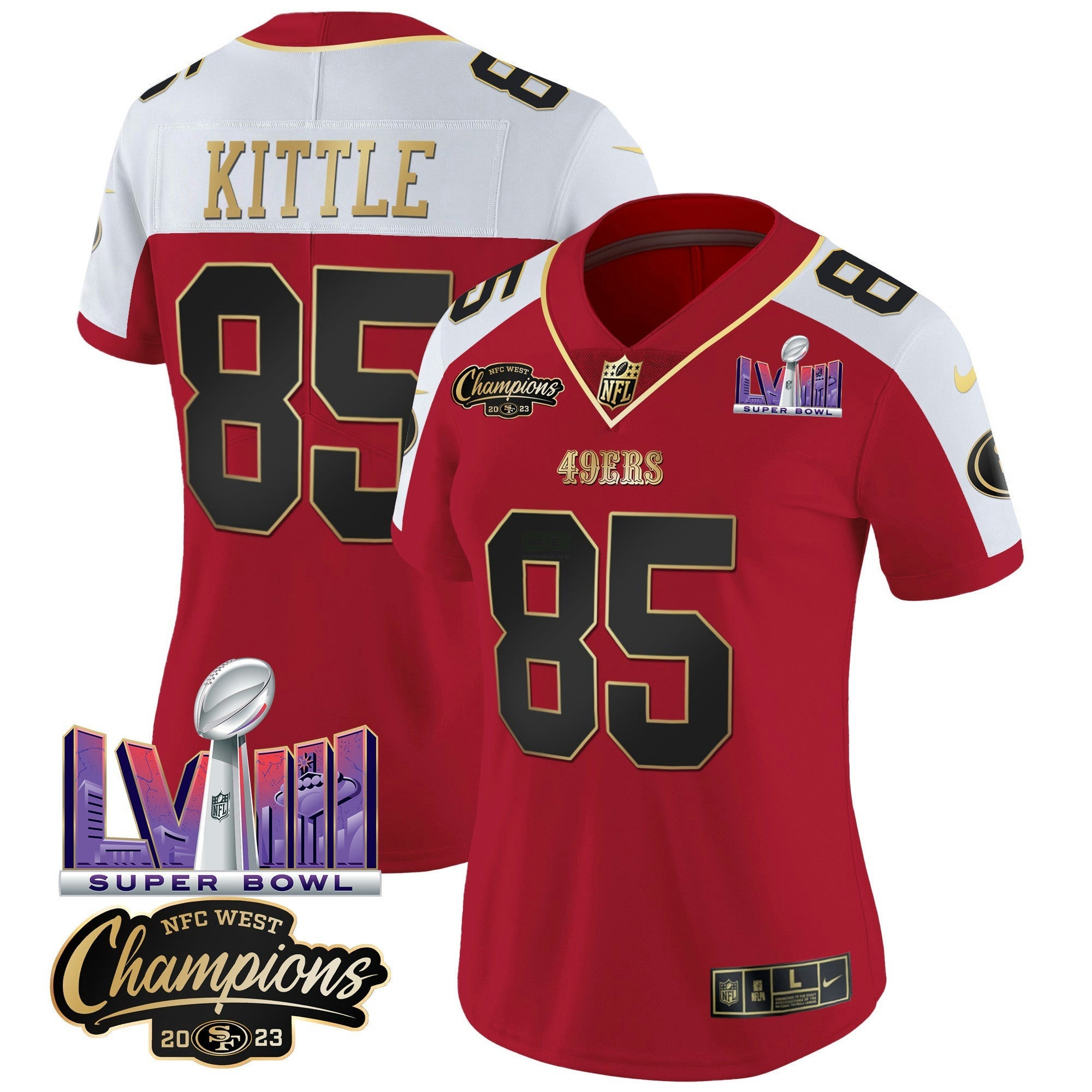 Camisa NFL Women’s NFC West Champions & Super Bowl LVIII Patch Vapor Jersey V2