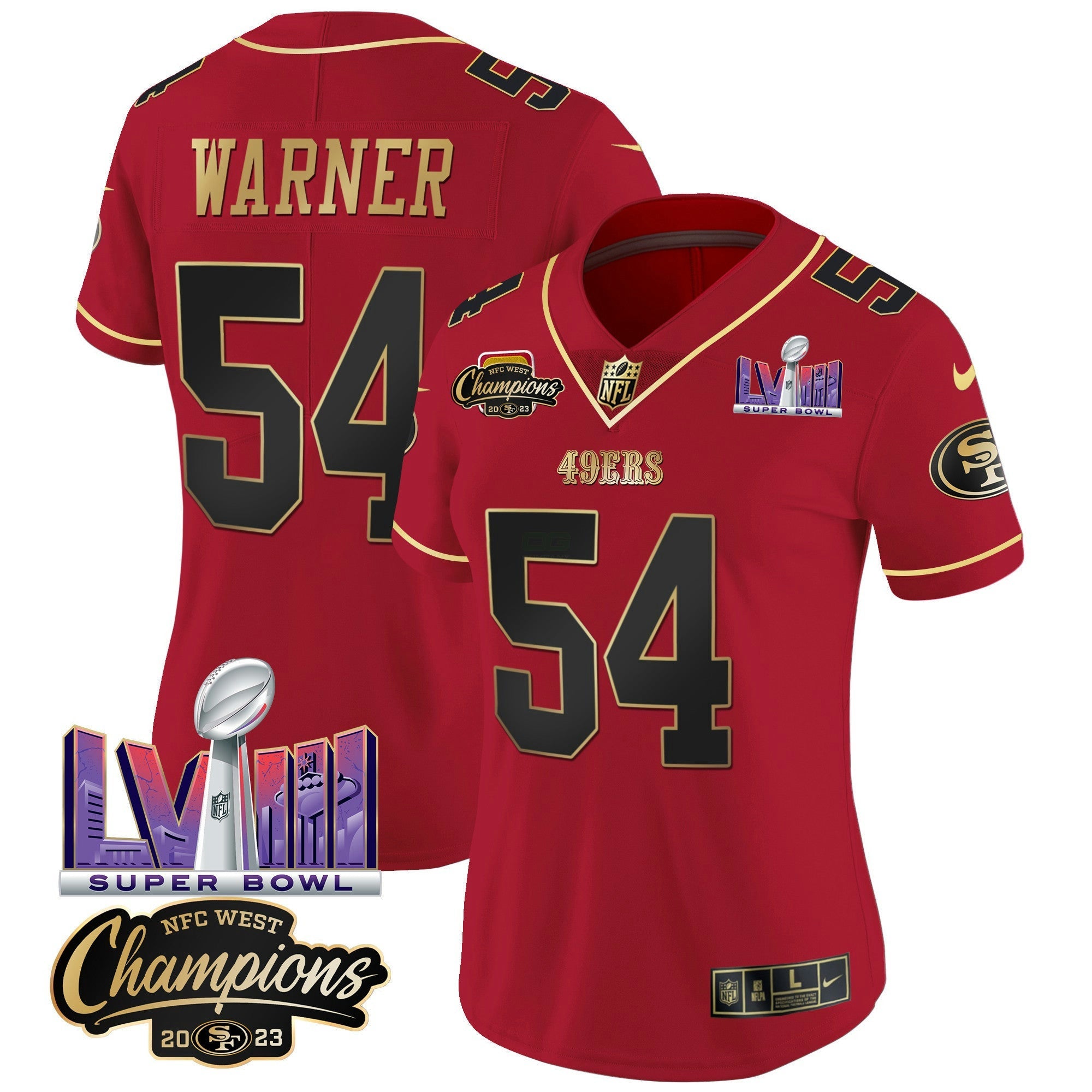 Camisa NFL Women’s NFC West Champions & Super Bowl LVIII Patch Vapor Jersey V2