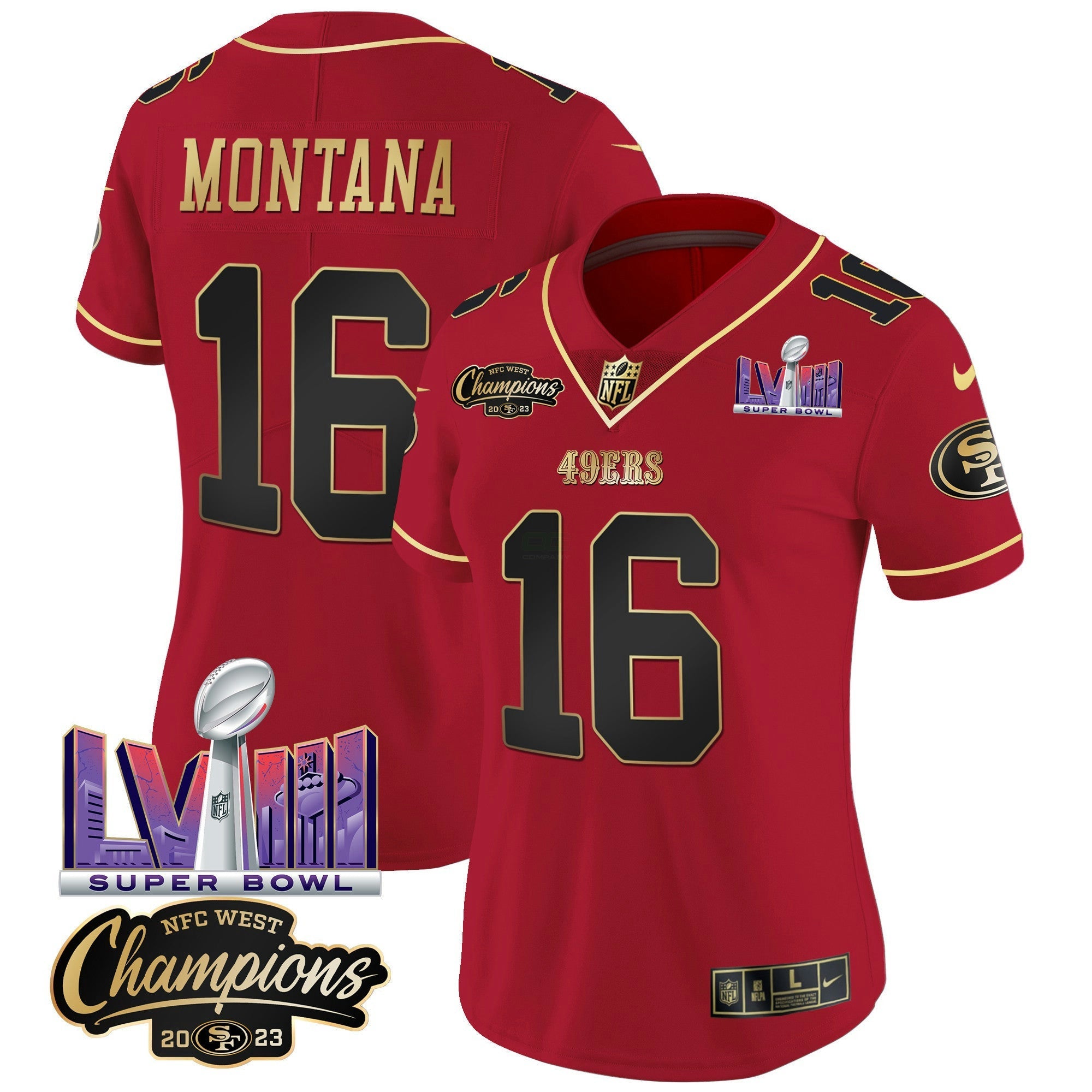 Camisa NFL Women’s NFC West Champions & Super Bowl LVIII Patch Vapor Jersey V2